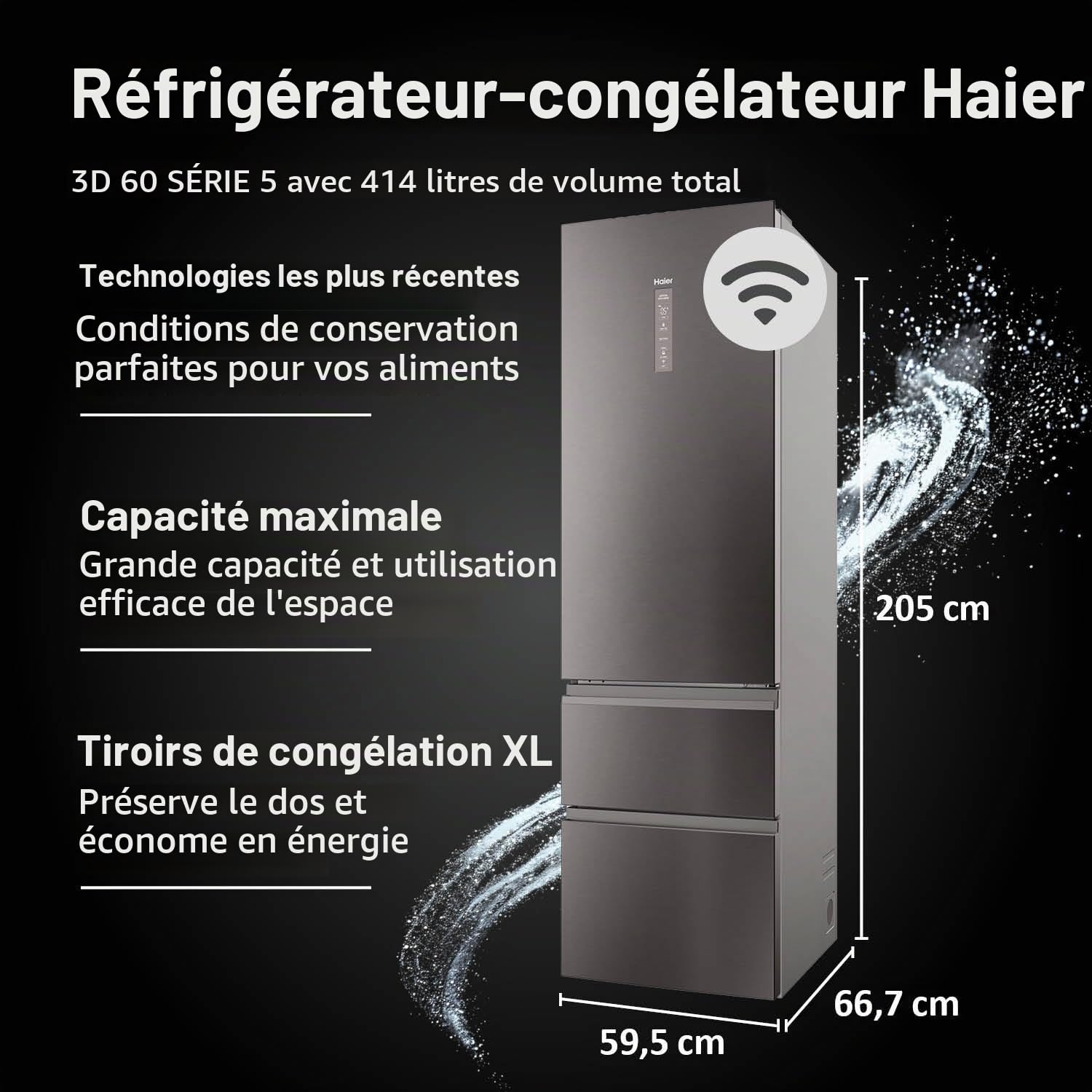 Refrigerateur congelateur en bas Haier HTW5620CNMP