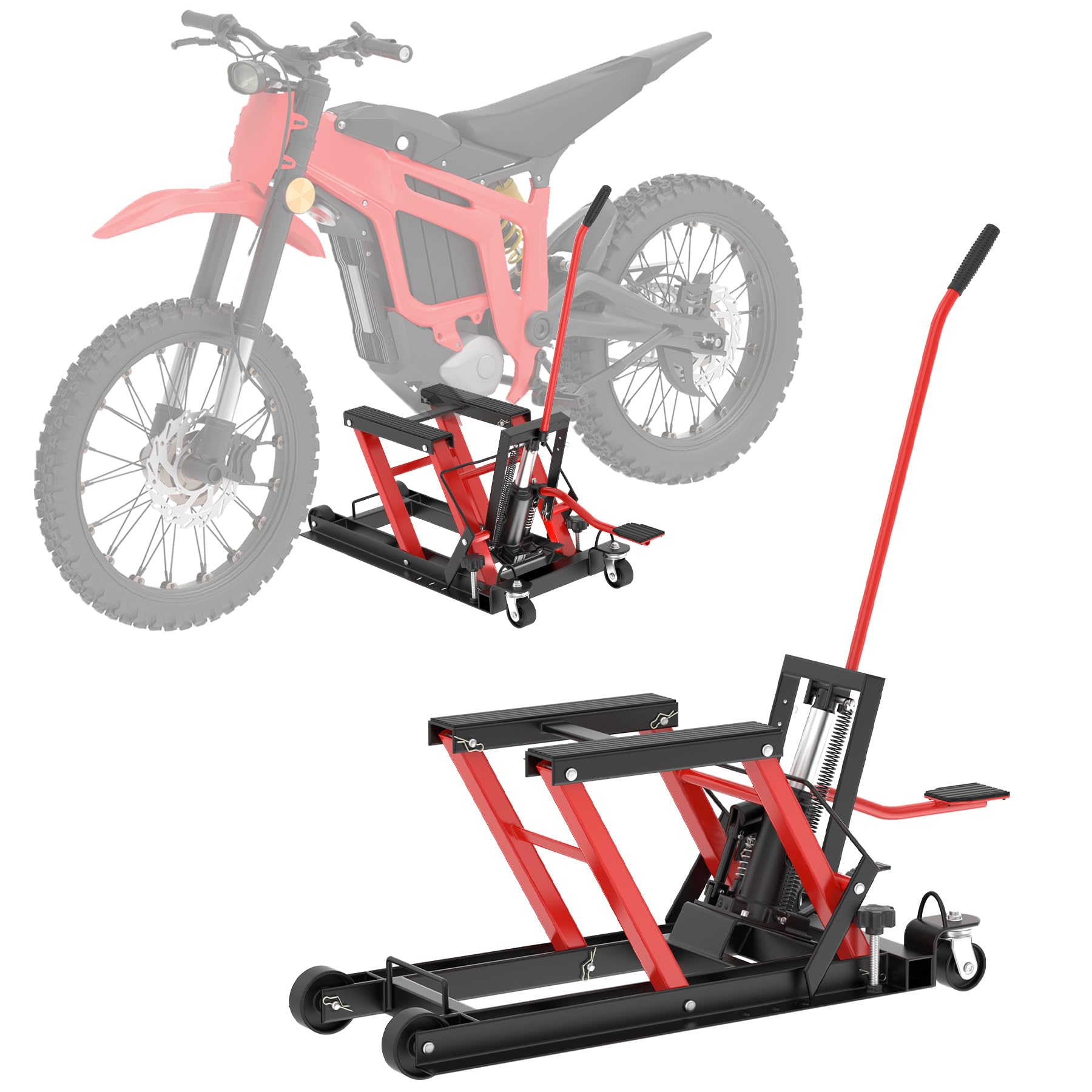 ACXIN Hydrauliczny podnośnik motocyklowy, platforma do podnoszenia ciężaru do 680 kg, z regulacją wysokości, stojak montażowy do konserwacji motocykli, quadów, garażu i obszarów zewnętrznych