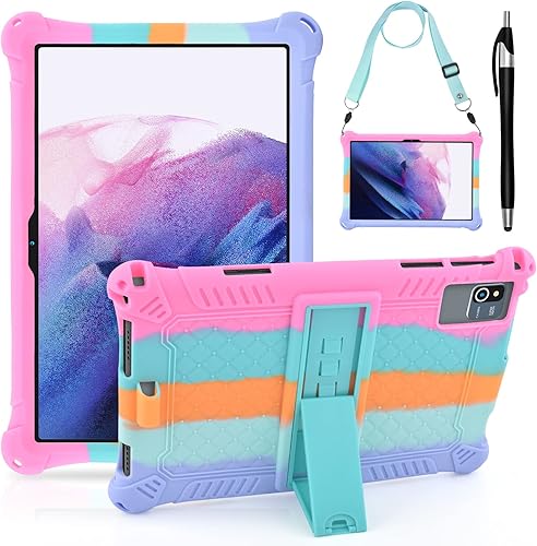 DETUOSI Funda de silicona para tablet Okaysea de 10.1 pulgadas, con lápiz capacitivo y correa para el hombro, funda con soporte multiángulo, funda