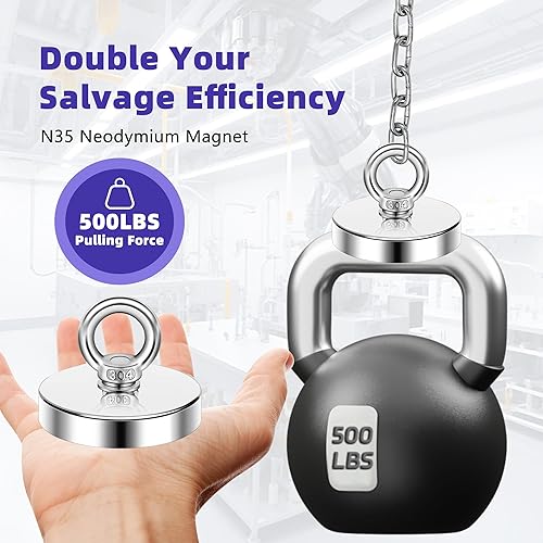 Miniatura 4 de Ganchos magnéticos, ganchos magnéticos de neodimio de tierras raras resistentes de 500 libras con perno avellanado para el hogar, cocina, lugar de