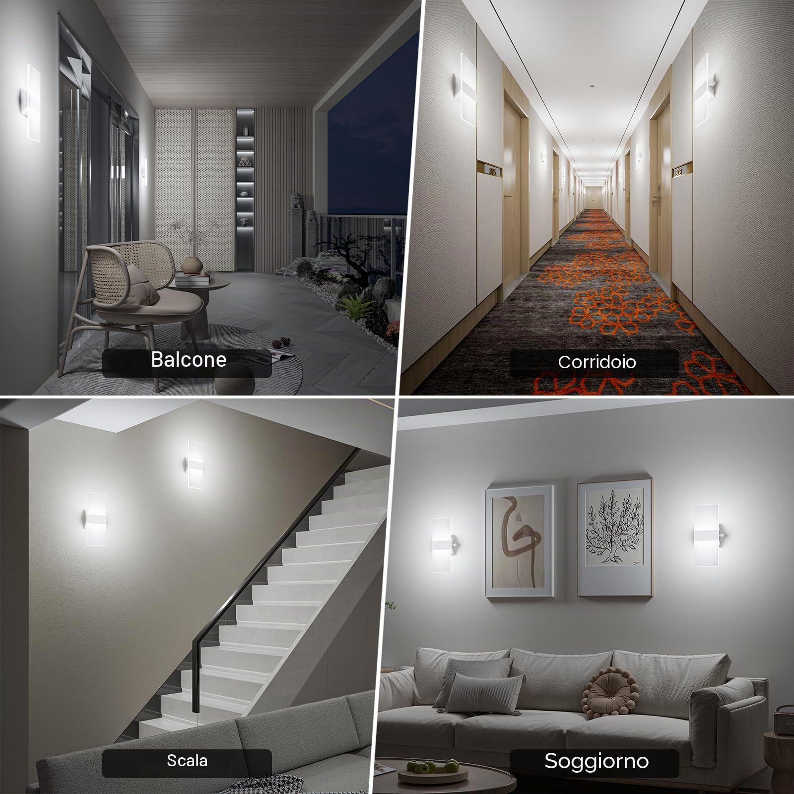 ChangM 2 Pezzi LED Lampada da Parete Interno 12W Può Regolare la Luminosità del 10% -100% Moderno Applique da Parete Interni Lampada a Muro in Acrilico,Bianco Freddo 6000K