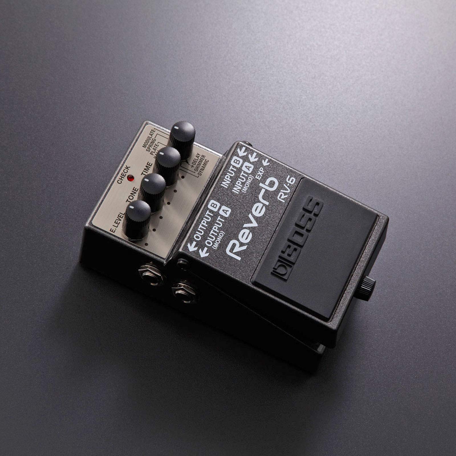 Boss RV-6 Reverb Pedal Studio Hall + alimentatore di rete Keepdrum 9 V