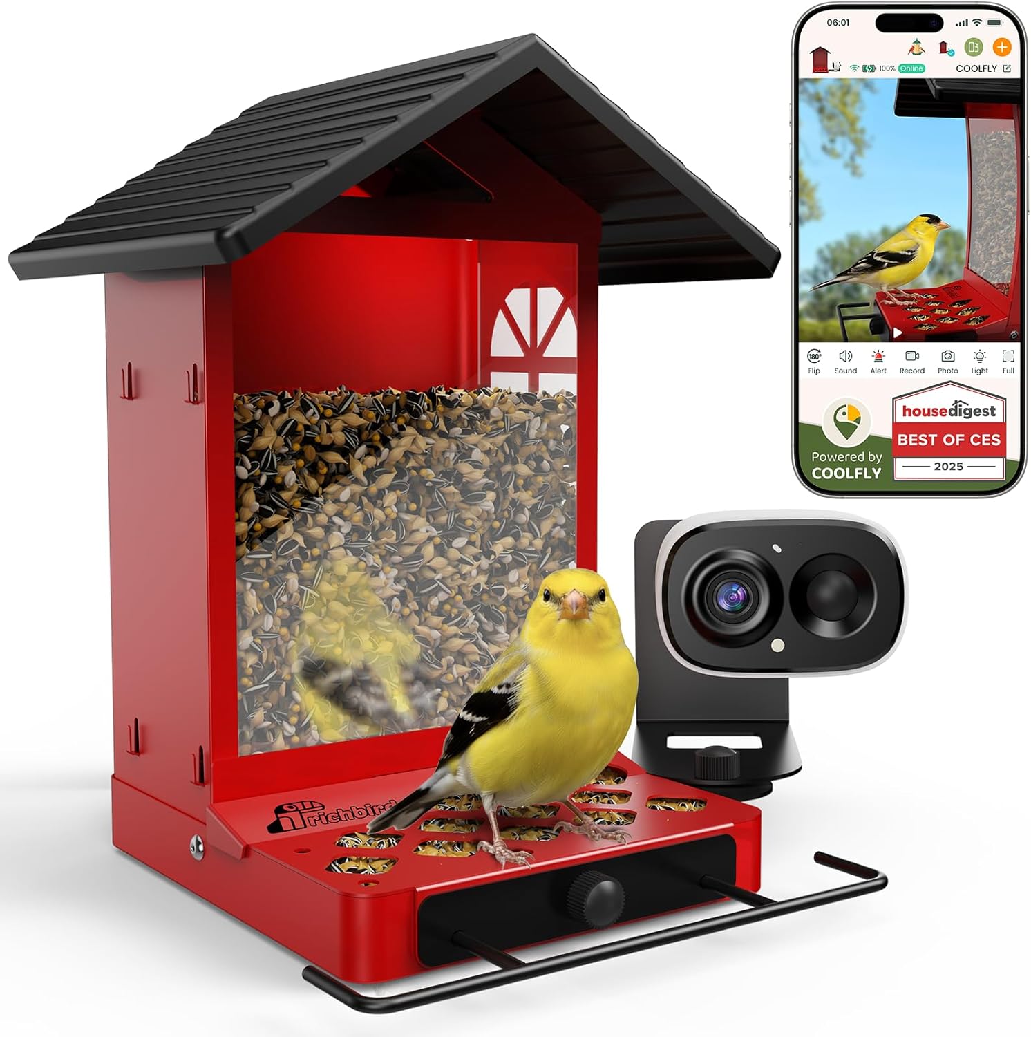 Smart Bird Feeder with Camera, 2.5K Ultra-HD Live Stream Bird House Camera, Free AI Identify Bird Species, Solar Powered Bird Feeder with 2.4L Large Capacity, Ideal Gift for Bird Lovers