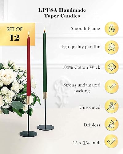 Miniatura 3 de LPUSA Velas cónicas de Navidad de 12 pulgadas, sin perfume, sin humo, velas cónicas largas y altas para palitos de velas, boda, Adviento y