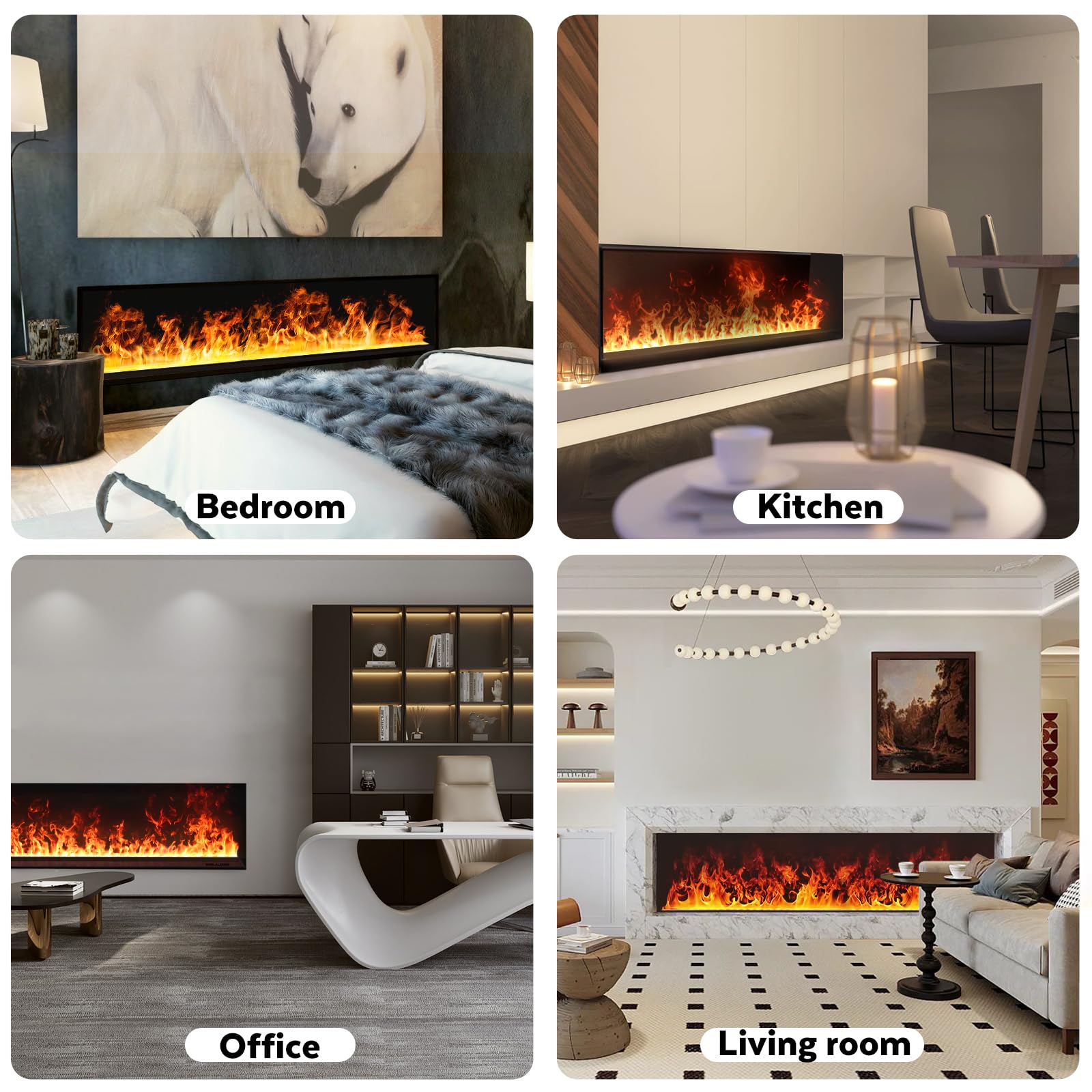 Wasserdampf-Kamin, Flamme elektrischer Kamin, 100cm，Keine Heizung