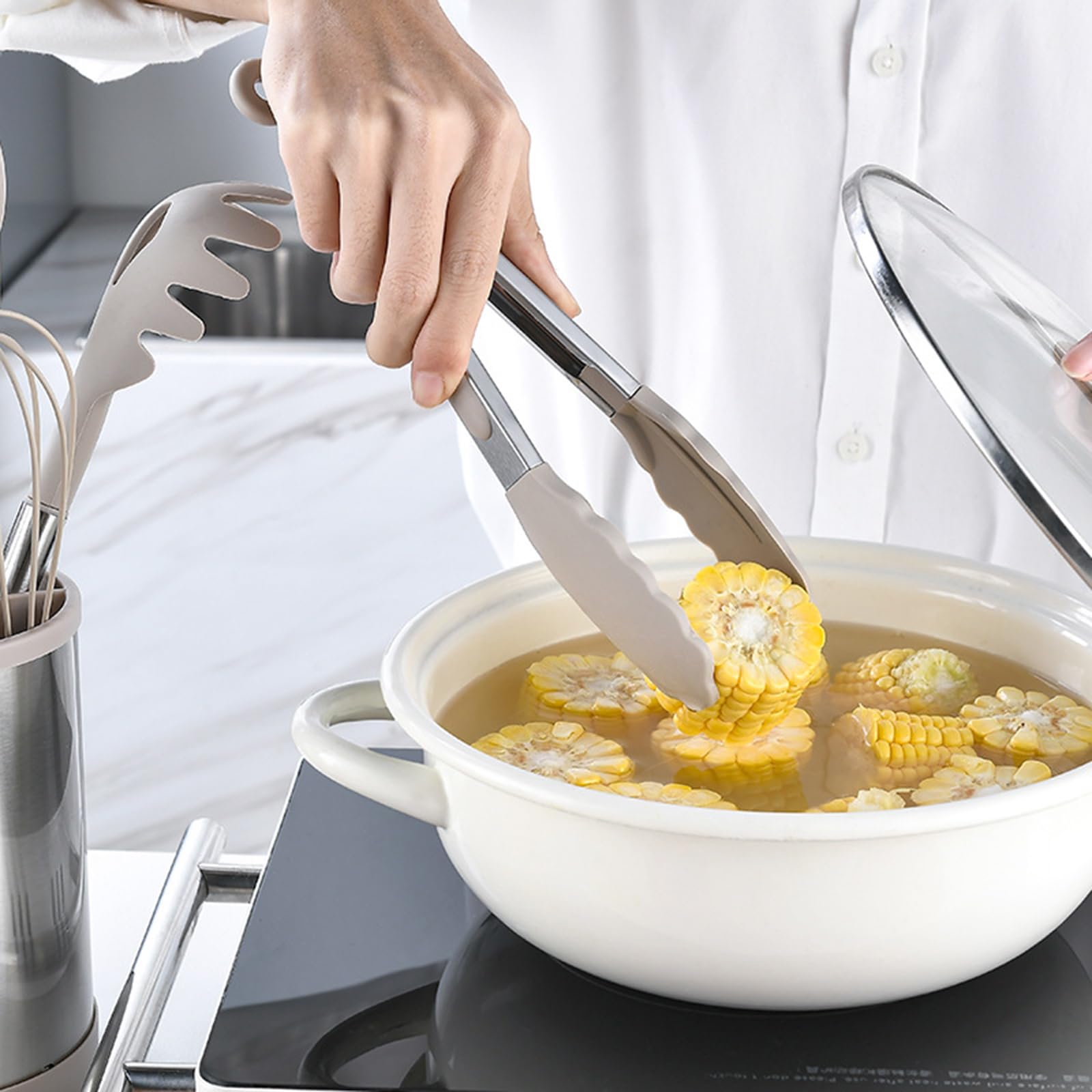Küchenhelfer Set, Silikon Küchenutensilien Kochutensilien Set, Antihaft Hitzebeständiger Kochbesteck Set Mit Edelstahlgriff, Gesund & Langlebig, Spülmaschinengeeignet, 11 Stück,Black