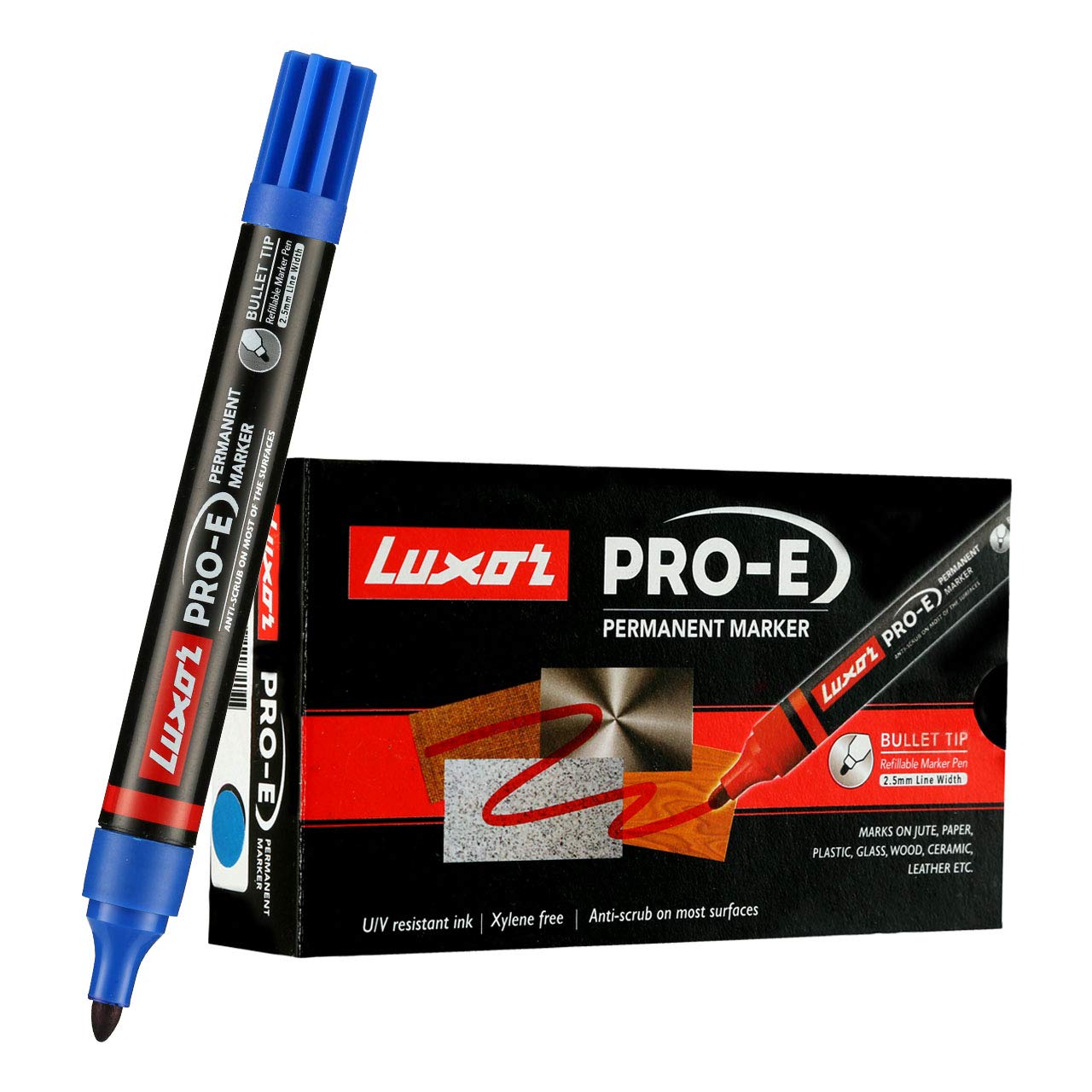 Luxor1884 Pro-E Refillable Permanent Marker - Blue - Box of 10