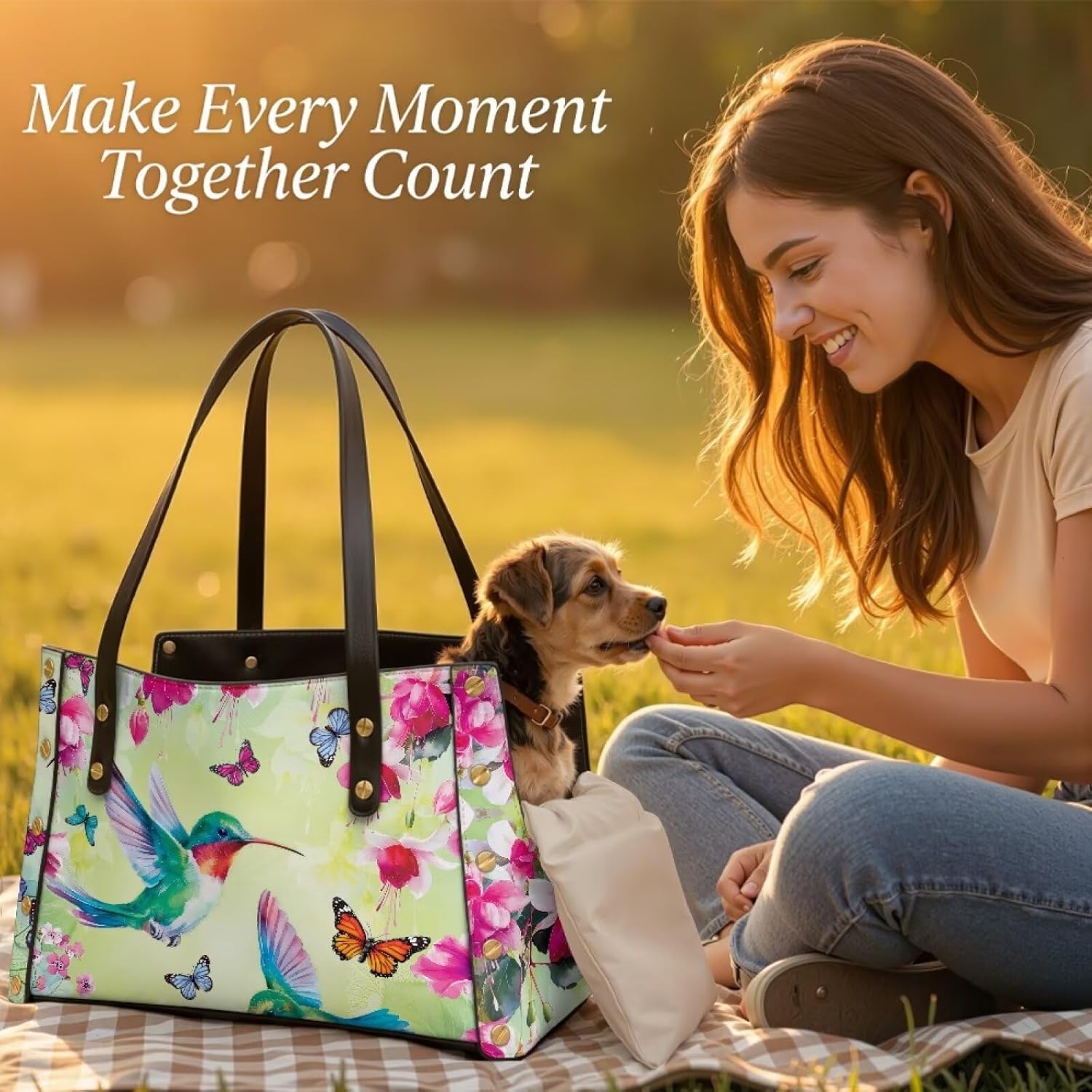 Hummingbird Dog Purse Carrier for Small Dogs Lightweight Dogs and Puppies Tote Bag Carrier Cat Rabbit Purse Small Animal Outdoor Function Handbag Gifts for Pet Lovers