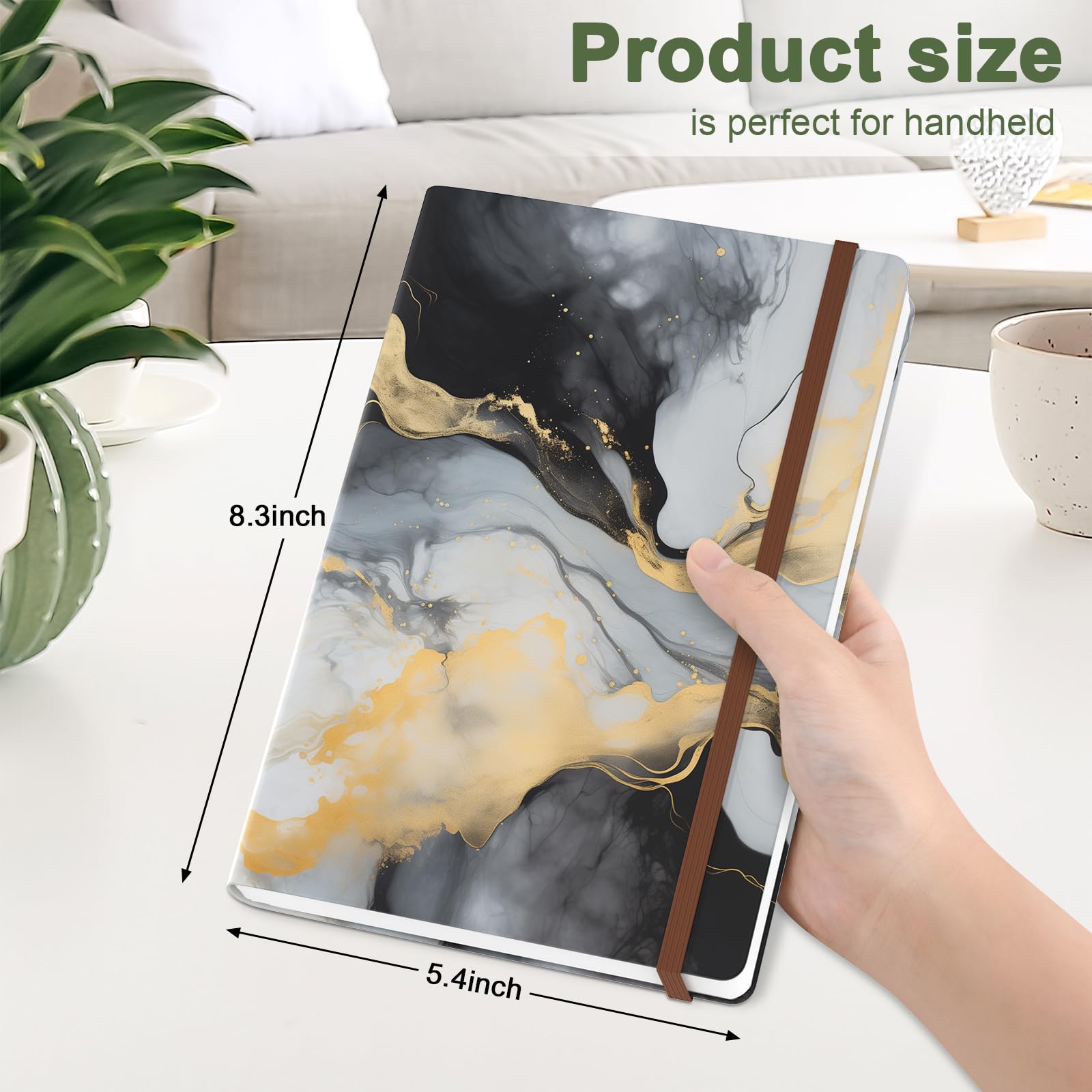 Hnogri Lined Journal Notebook, Hardcover Journal for Women 160 Pages Thick Paper, Medium 5.7 x 8.4 in - Image 2