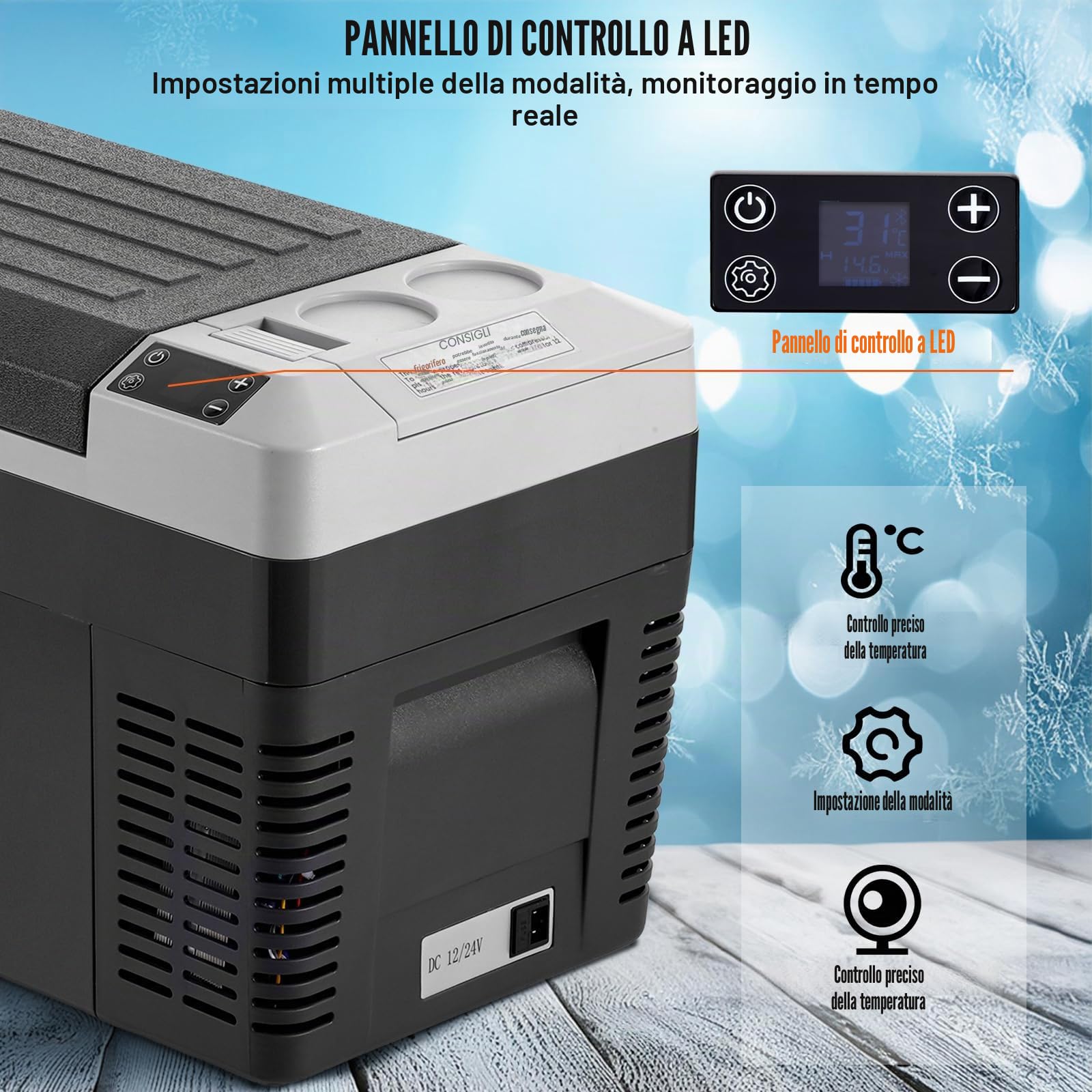 VEVOR Frigorifero Portatile 12V 25L Compressore Area Singola -20~20℃