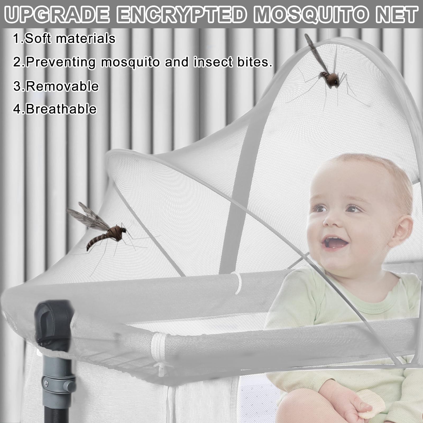 Moustiquaire Poussette, Universel Moustiquaire Lit Bebe, Pliante Portable Moustiquaire pour Bébé, Filet de Lit pour Nouveau-Né Intérieur et Extérieur, Voyage ou Maison, 55cmx100cm