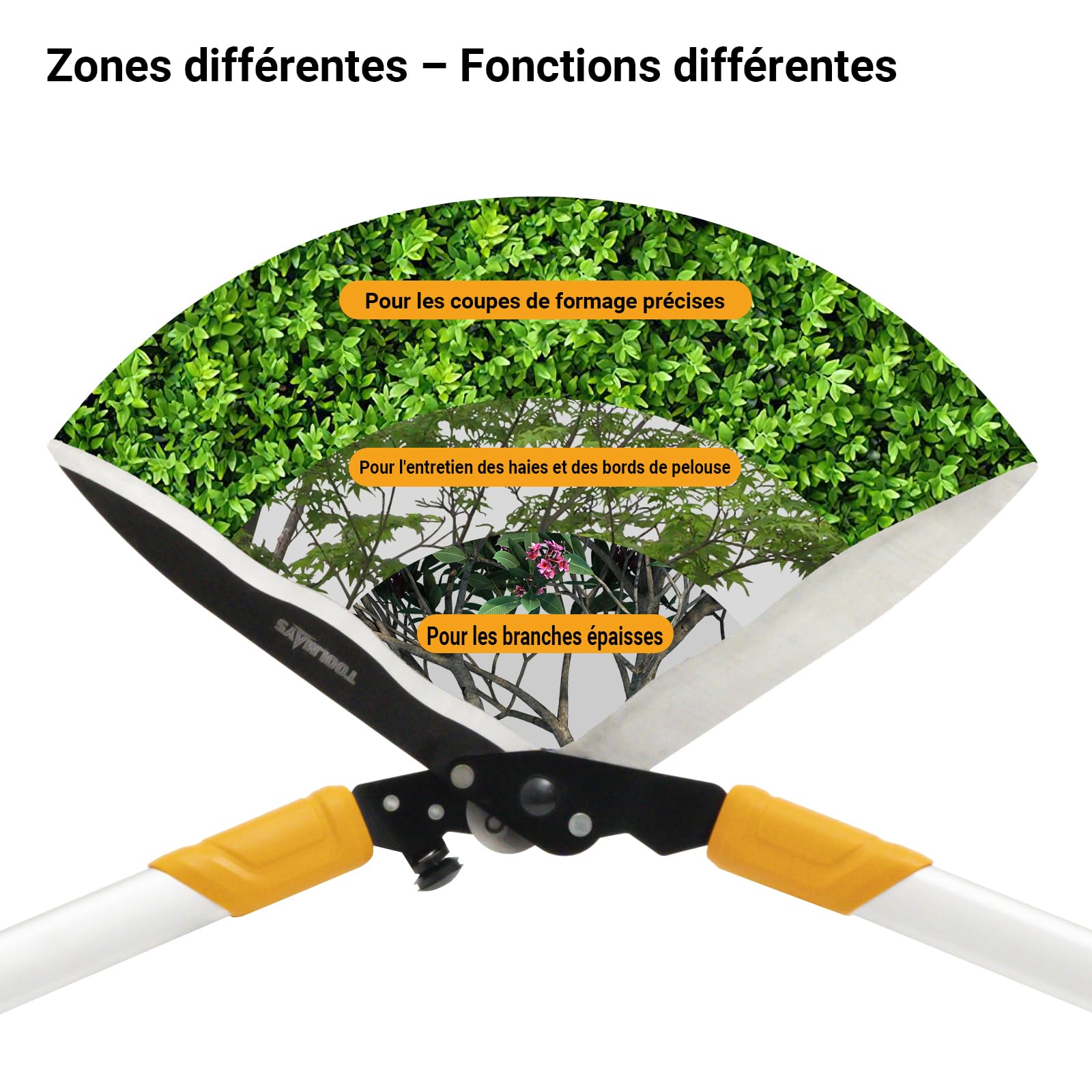 Cisaille à Haies 78cm Avec Scie à Main 21cm, Cisaille De Jardin Avec TêTe Inclinable à 20°, Taille Haie Manuel Pour Tailler Les Haies Et Les Buissons