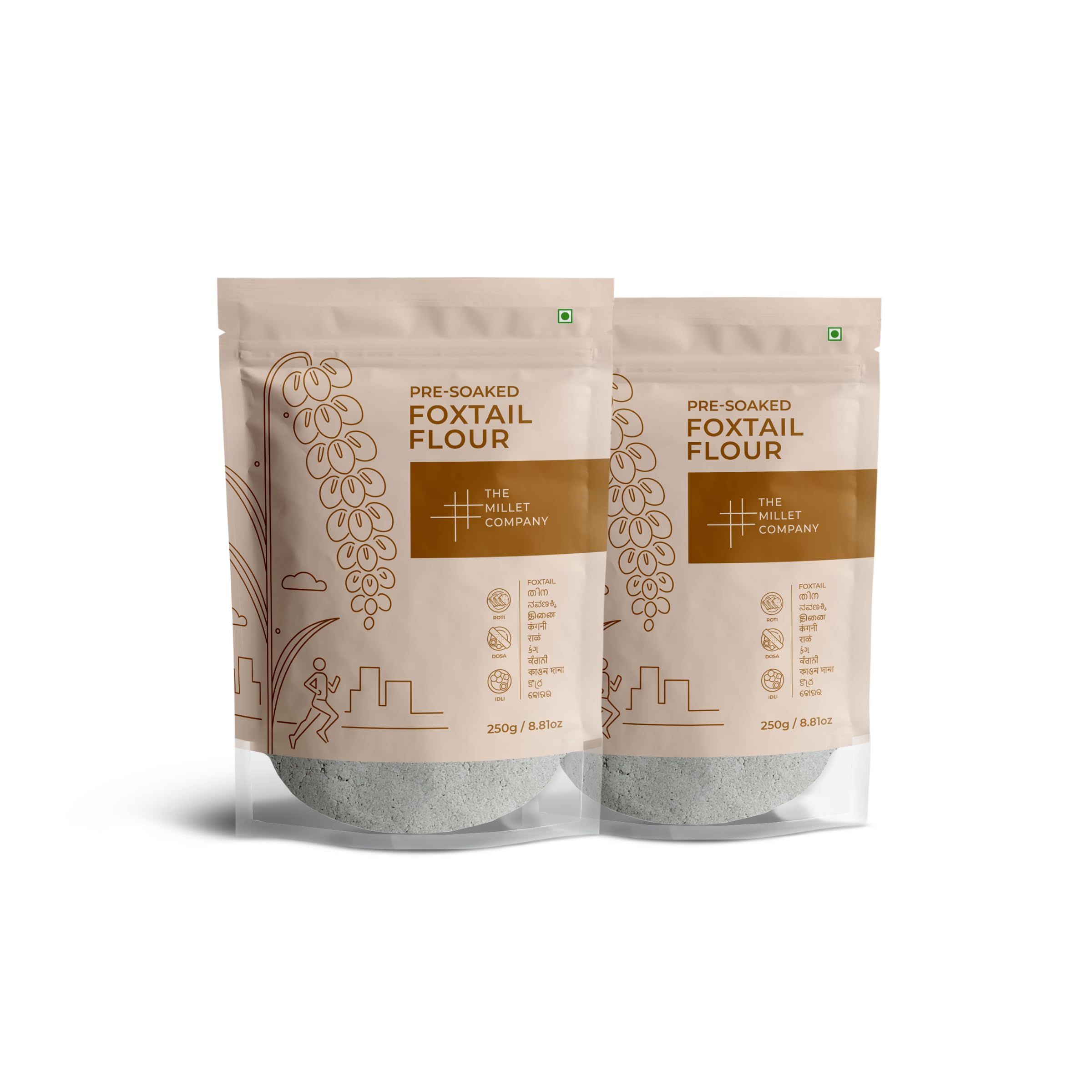 THE MILLET COMPANY Pre-Soaked Foxtail Millet Flour, Kangni, Korralu, Navane, Gluten Free, Unpolished, High Fibre Flour - 250 Gm-image-44