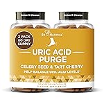 Purge Uric Acid Flush - Eat & Drink What You Want - Detox & Cleanse with Celery Seed Extract, Tart Cherry & Chanca Piedra for Effective Joint Support & Active Mobility - 120 Soft Vegan Capsules