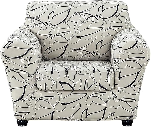 Miniatura 80 de KRFOONN Funda de sofá de 4 piezas con estampado para sofás de 3 cojines, funda elástica con 3 fundas de cojín separadas, protector de muebles Color