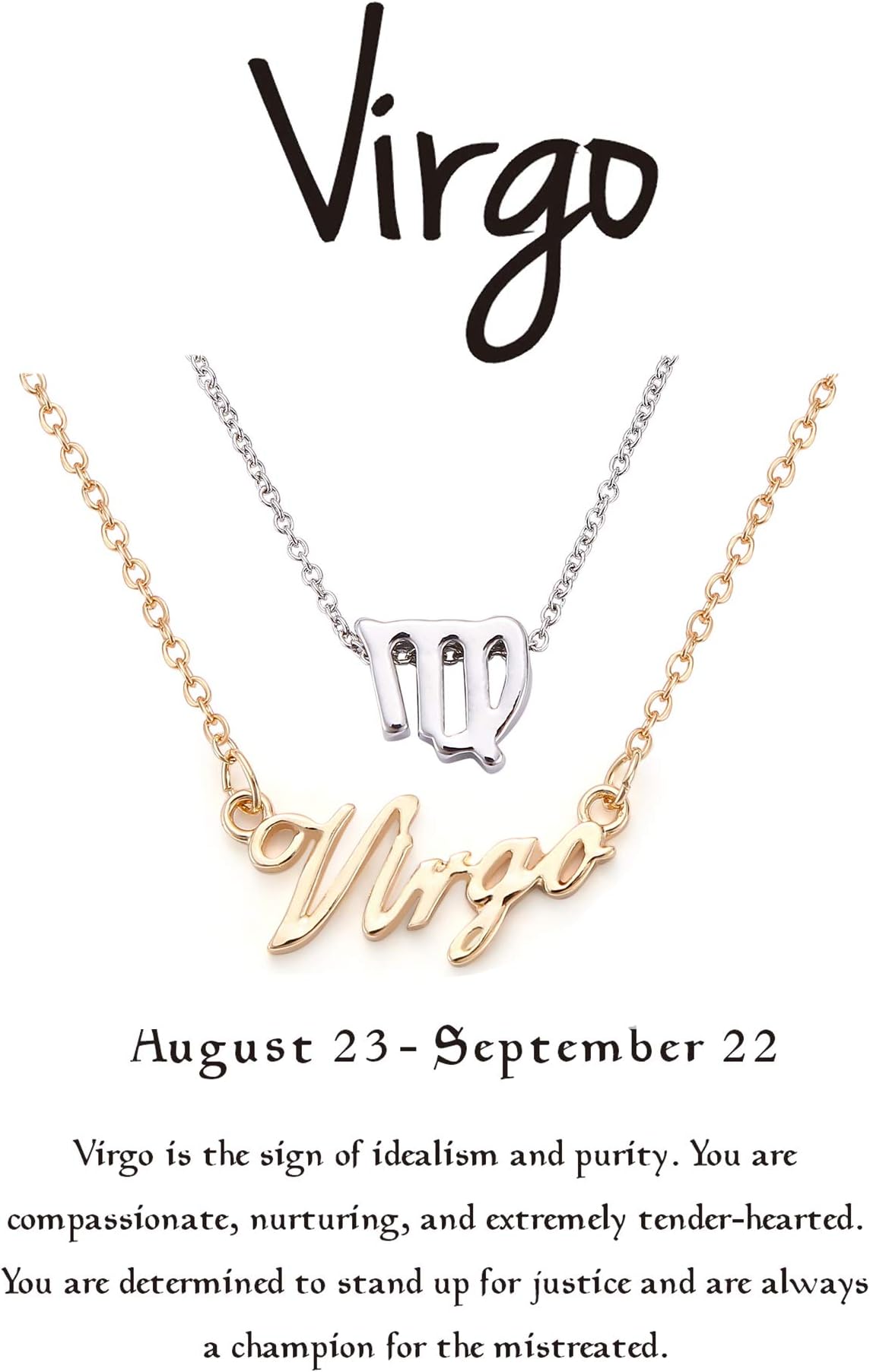 18K Gold Plated 12 Zodiac Sign Letter Pendant Necklace for Women Girls, 18" Birthday Gift