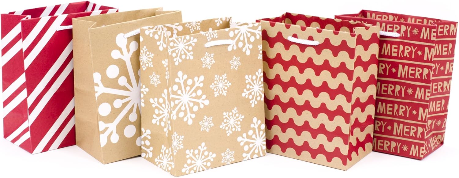 Download Retail Store Fixtures Equipment Pack Of 2 Red Merry Kraft Snowflake Hallmark 12 Large Christmas Gift Bags Retail Bags Boxes