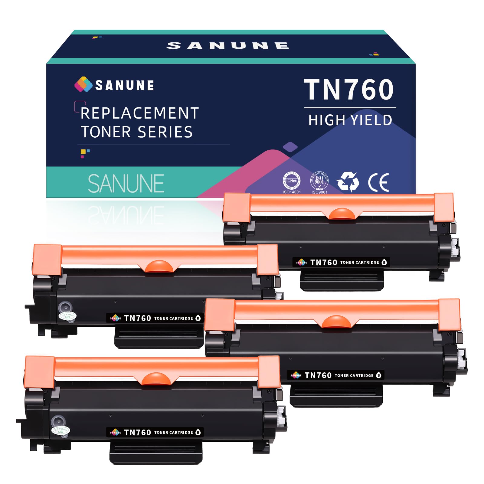 SANUNE TN760 High Yield Toner Replacmenet for Brother TN760 TN730 TN 760 730 Toner Cartridge Compatible with MFC-L2710DW MFC-L2750DW HL-L2350DW HL-L2370DW HL-L2395DW HL-L2390DW DCP-L2550DW Ink 4 Black
