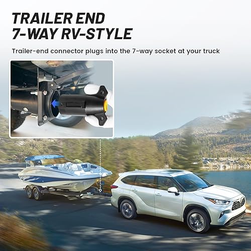 Miniatura 4 de Enchufe de remolque de 7 pines, de repuesto para remolque, extremo macho de 7 vías, redondo, estilo RV, conector de arnés de cableado de luz de