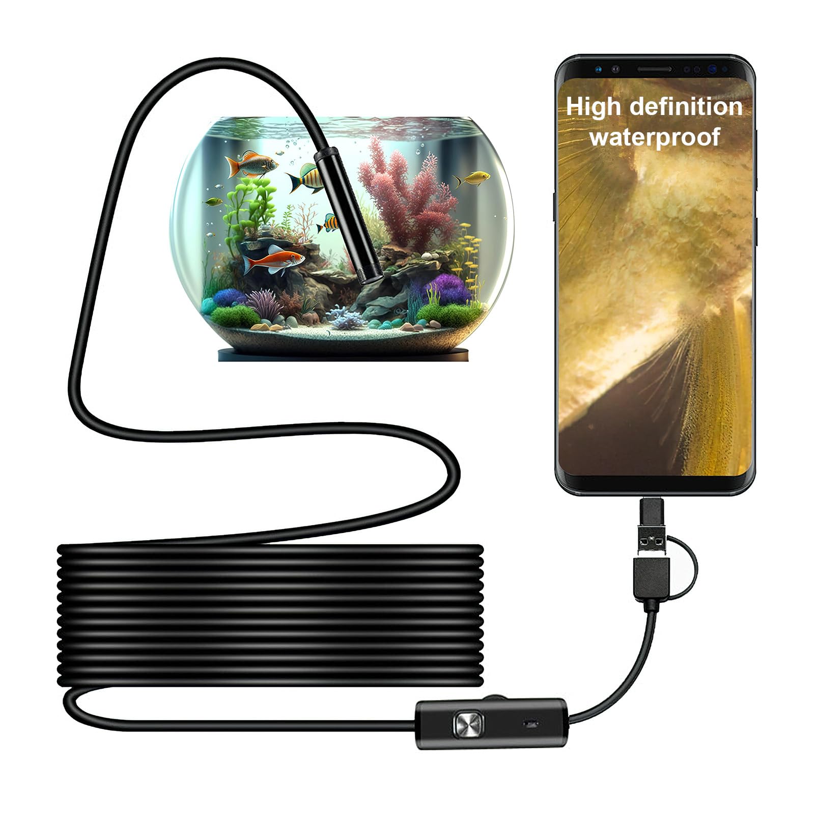 SRLWMYI Caméra d'inspection 3.5M Endoscope Camera Serpent Endoscopique avec Lumières LED Compatible Android et iOS iPhone iPad Samsung Noir Étanche IP67