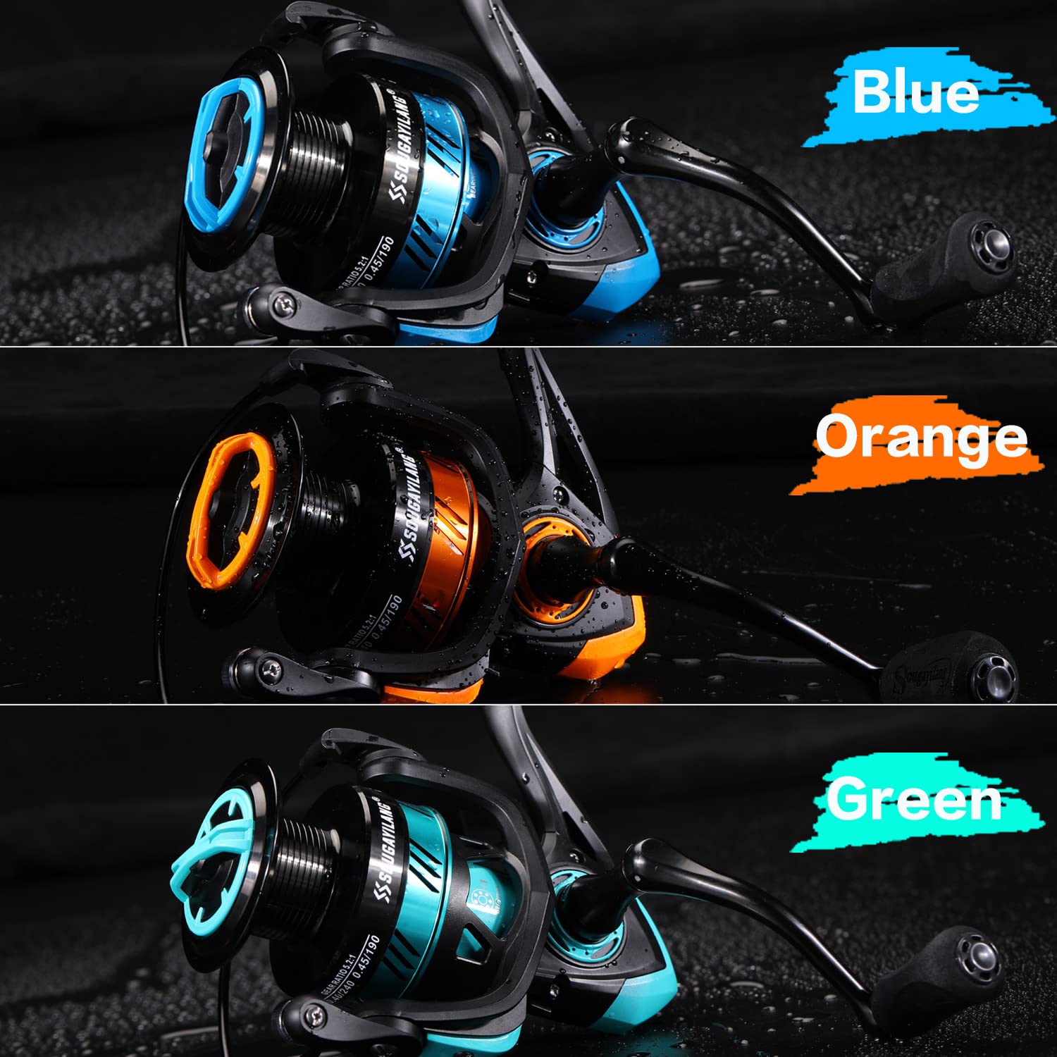 Sougayilang Mulinello da pesca, ultraleggero con bobina in alluminio, 5.2: 1 mulinello da pesca ad alta velocità, serie 1000-6000 per acqua dolce verde 6000