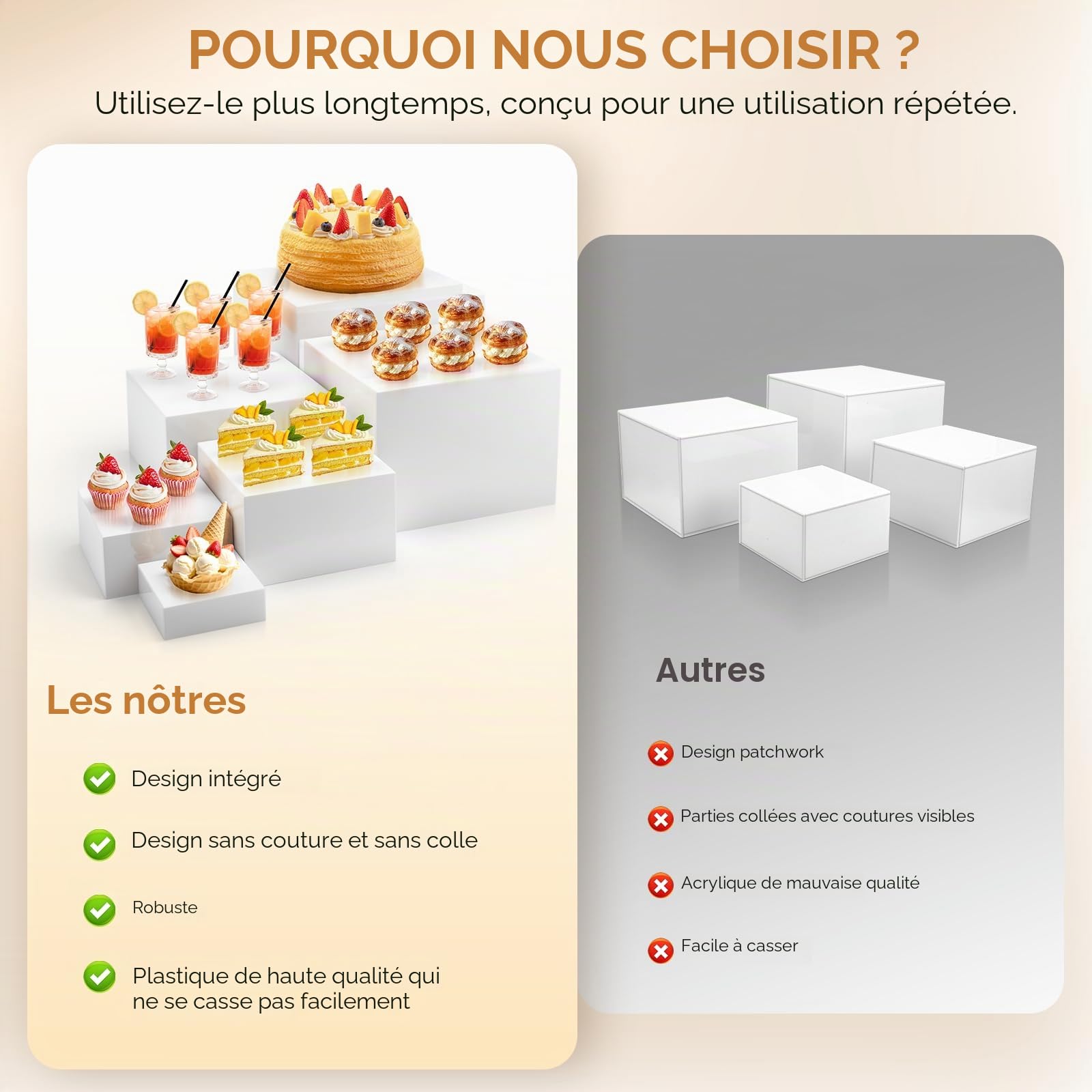 Lot de 6 Présentoir Aperitif Buffet, Support Buffet en Acrylique à Gâteaux, Présentoirs pour Aliments, Desserts, Bijoux, Figurines, pour Table de Fête, Décoration