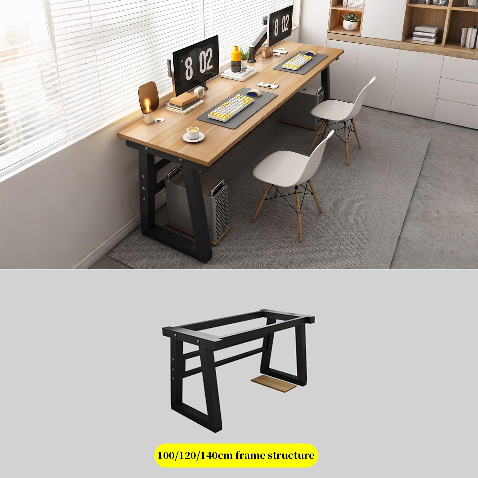 Grande scrivania da gioco da 100 cm per PC, salvaspazio, scrivania per computer per casa e ufficio, postazione di lavoro facile da montare, in bianco e nero, ideale per giocatori e professionisti