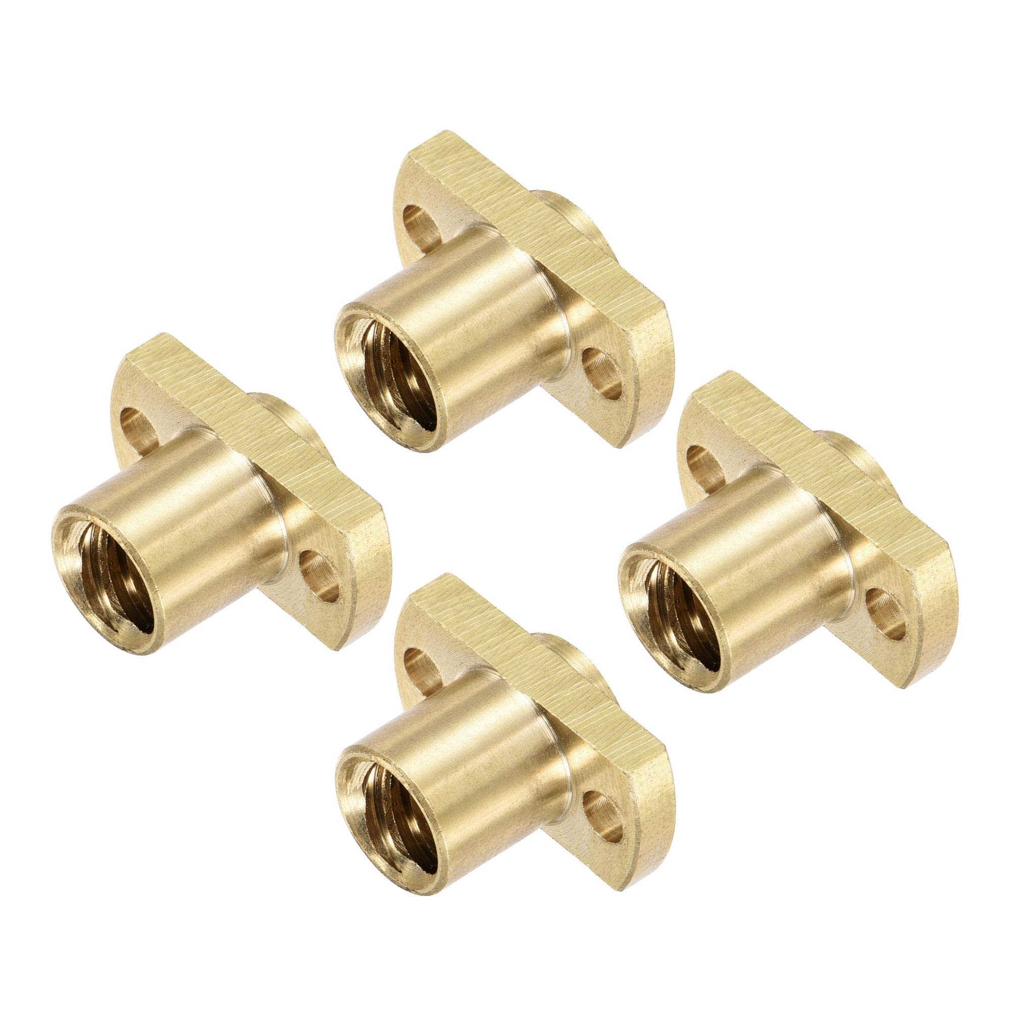 sourcing map T8 Lead Screw Trapezoidal Nut 2mm Pitch 8mm Lead for 3D Printer Brass Tone Pack of 4