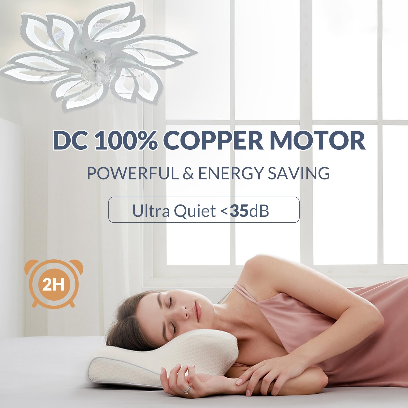 Ventilatore Da Soffitto A Forma Di Fiore RGB Con Luce E Silenzioso, Lampada A Sospensione Motore DC Dimmerabile A LED, Ventilateur De Plafond Con Luce E Telecomando, 6 Velocità