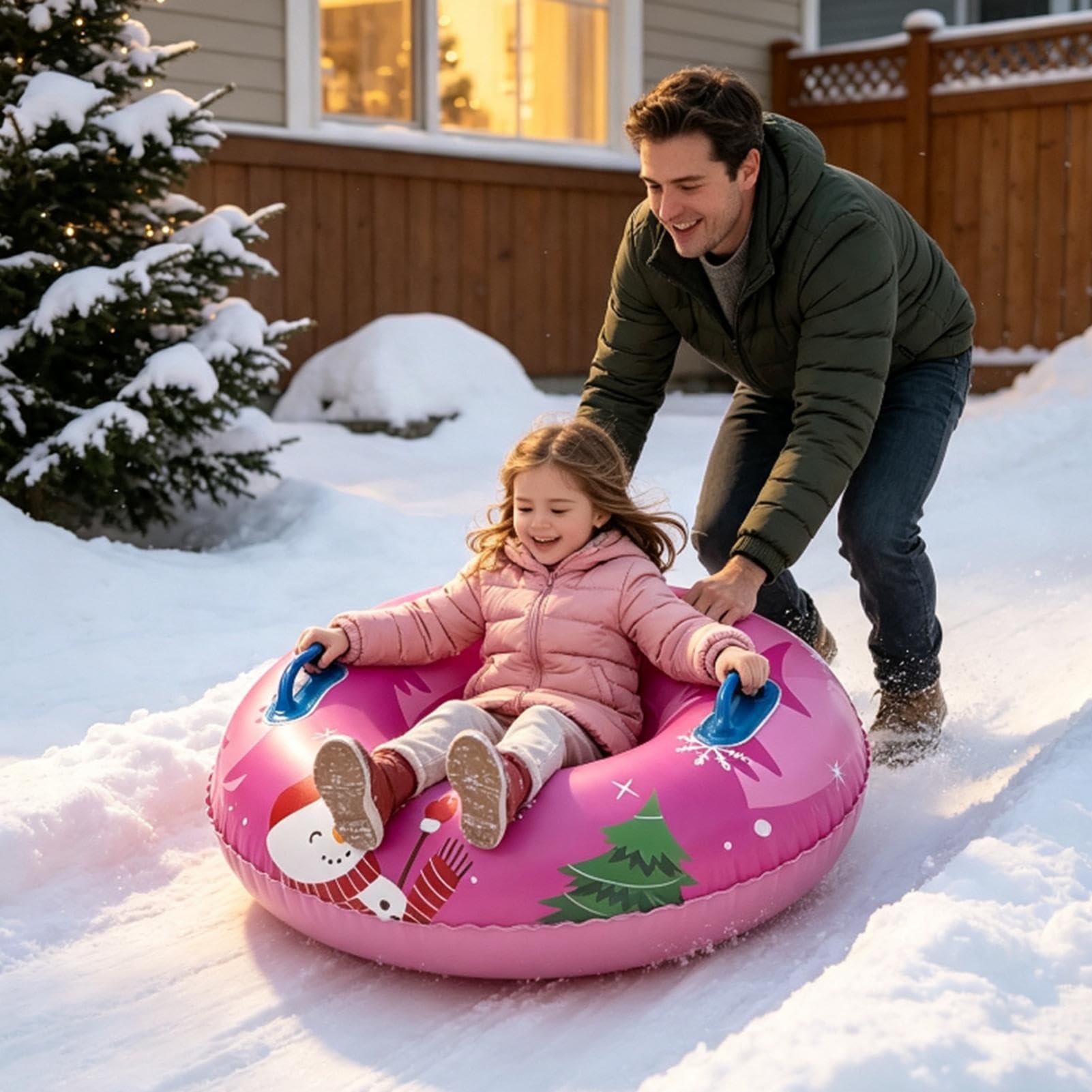 Bouée De Neige Tube Gonflable Rond De Glisse sur Neige avec Poignée | Anneau Luge Hivernal Pour Fêtes, Sports D'Hiver En Extérieur, Allées, Trottoirs, Piscine, Plage