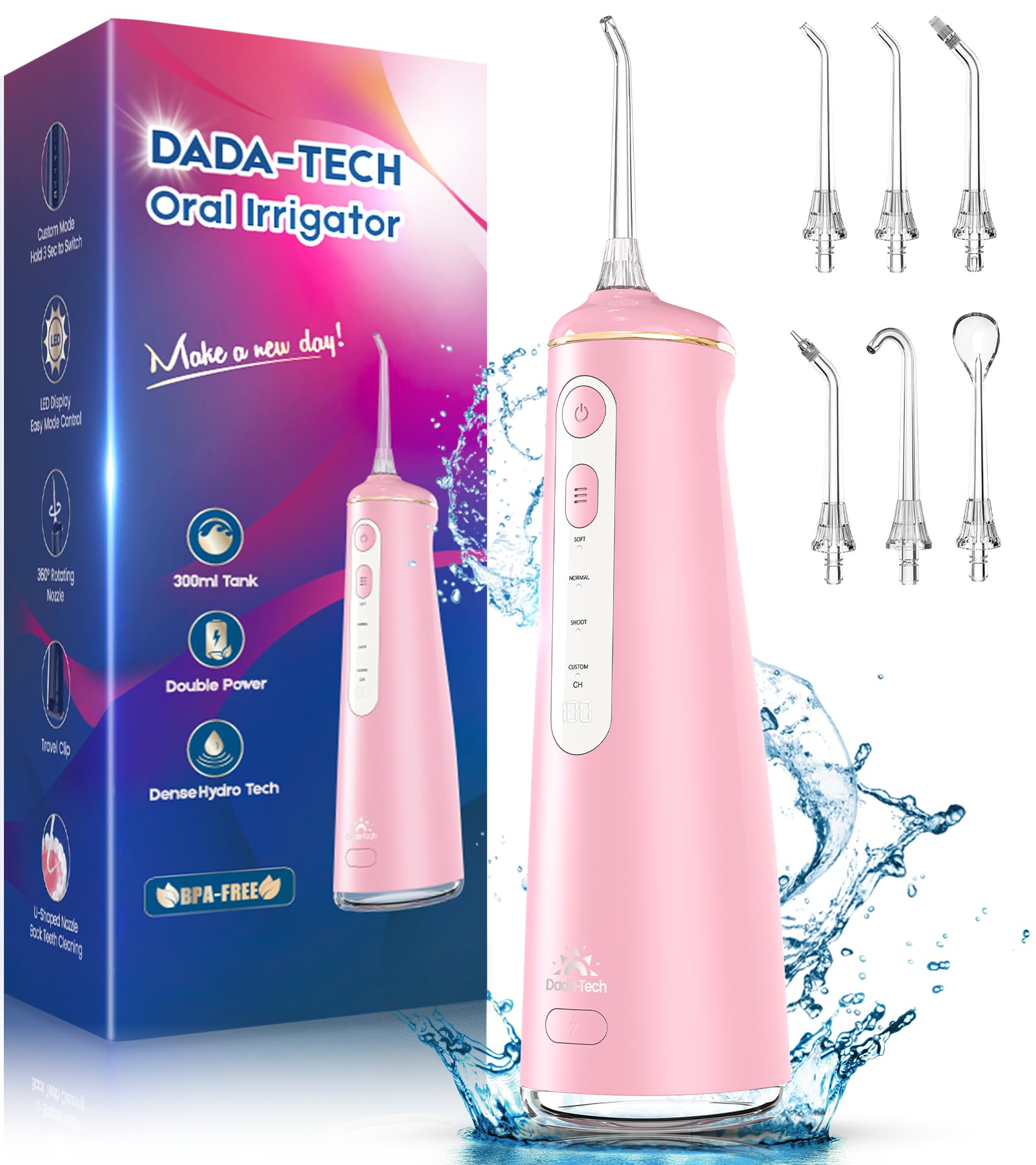 Sponsored Ad – Water Floss Water Flosser Pink for Teeth Cordless Picks Dental Electric Oral Irrigator Portable Cleaner UK with 8 DIY Modes 7 Jets 300ml Tank Waterflosser Rechargeable