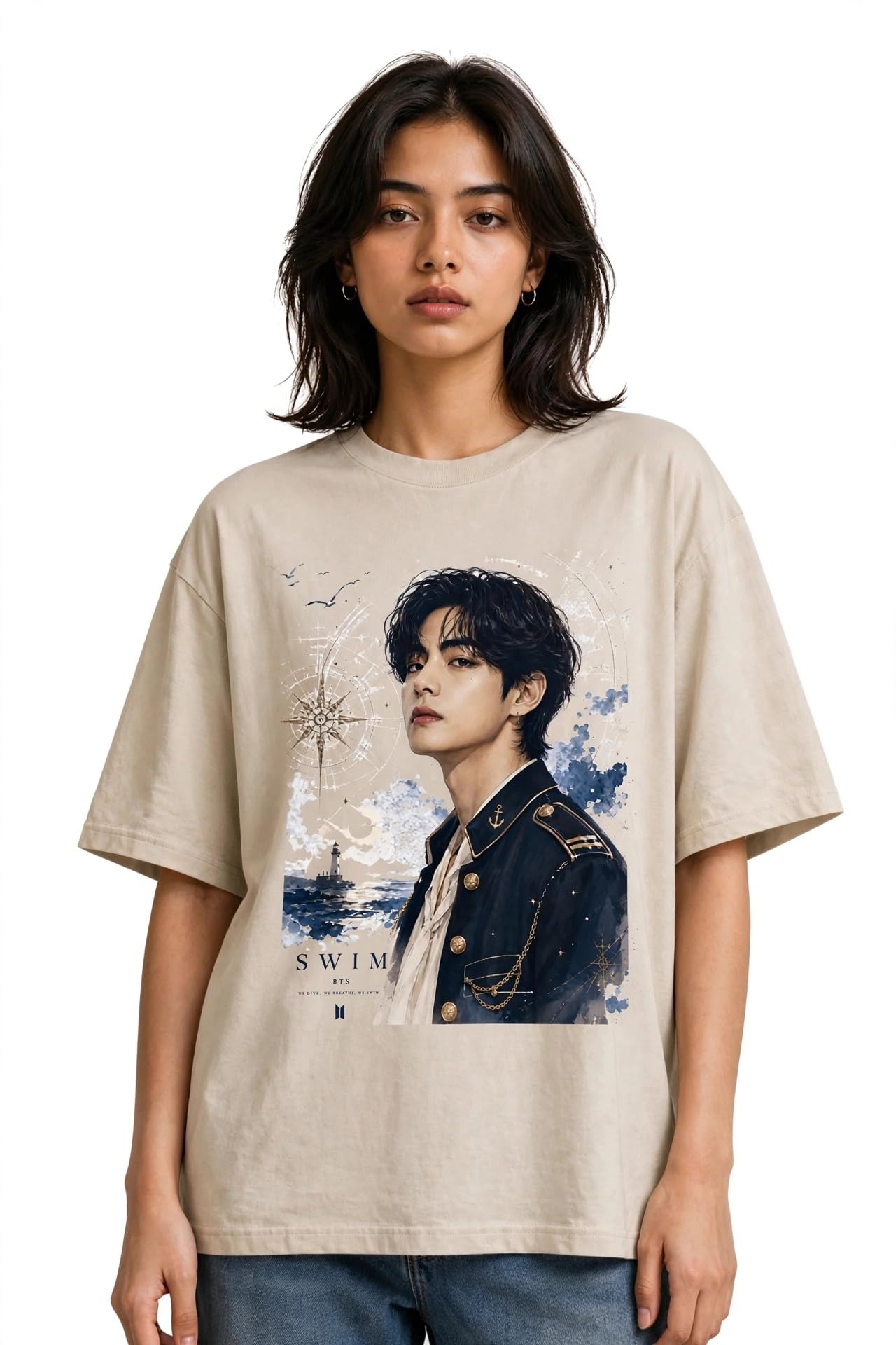 Swim V Kim Taehyung Oceanic Graphic Oversized T-Shirt-image-14