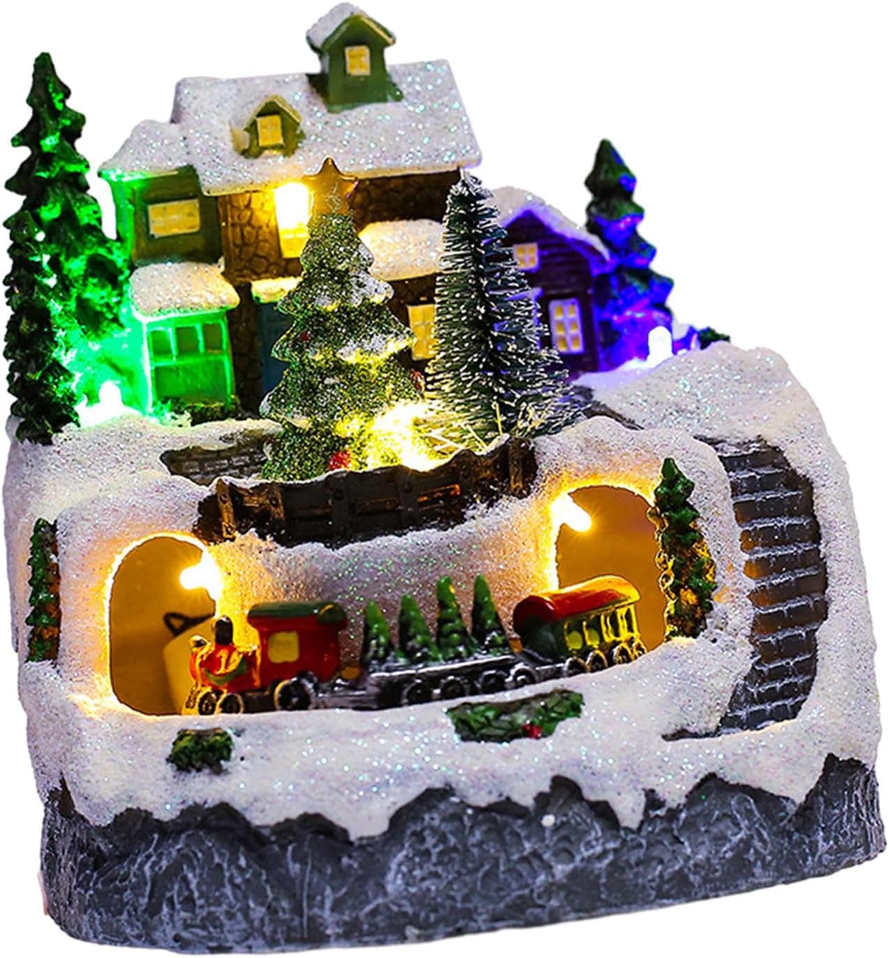 Christmas Village House Collection Sculptures Resin Snow Scene Collectible Building for Housewarming Office Desk Living Room