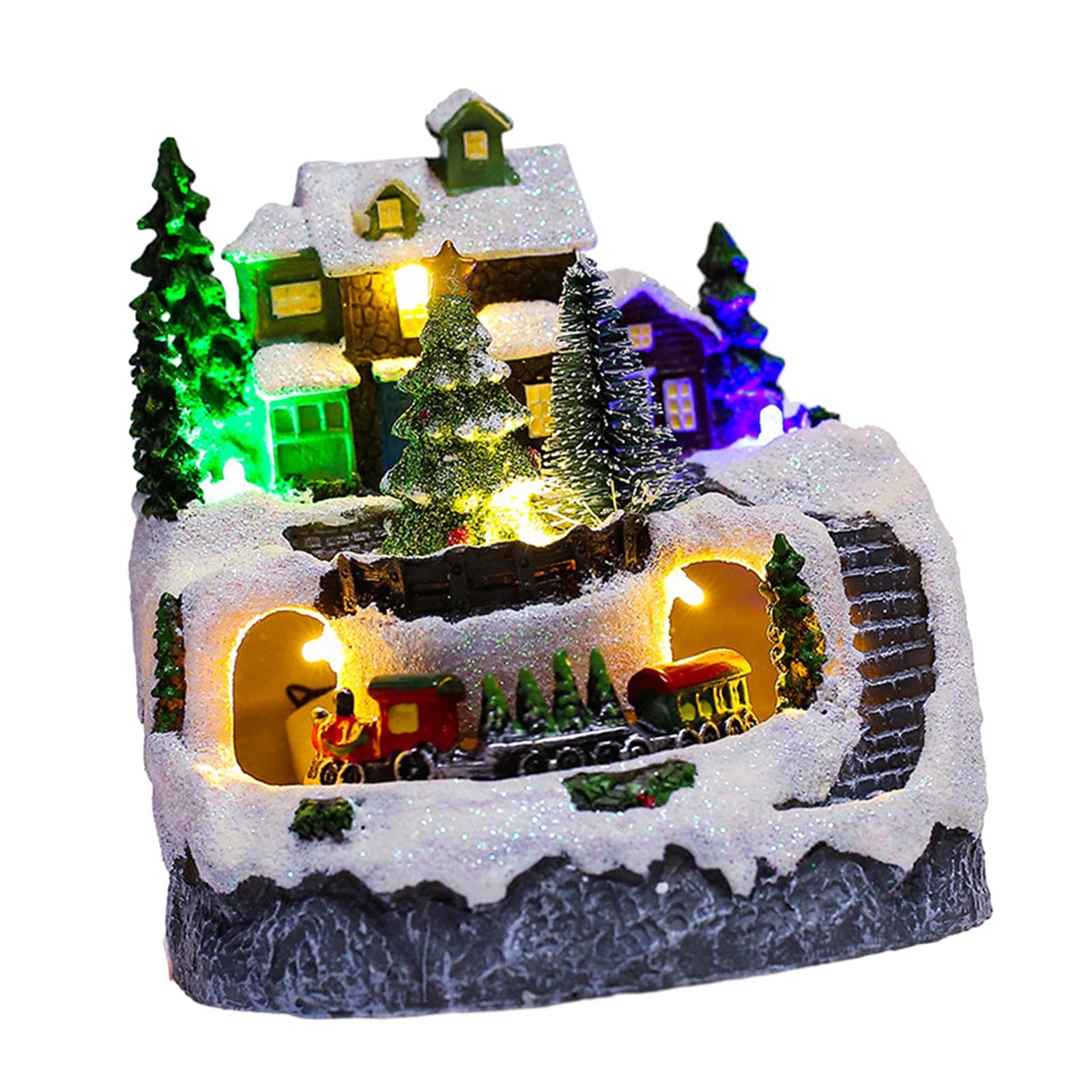 Boîtes à musique de Noël en résine et village enneigé, idée cadeau idéal