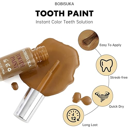 Miniatura 10 de BOBISUKA Pintura de dientes negros, solución profesional de maquillaje de dientes negros, segura, de secado rápido y realista, perfecta para