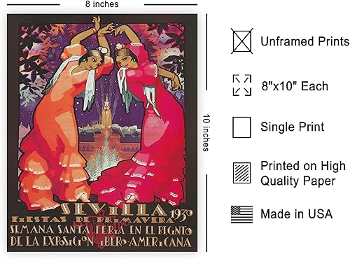 Miniatura 2 de Poster Master Póster de viaje vintage, impresión retro de Sevilla, arte de feria de primavera, arte de bailarines flamencos, regalo para ella,