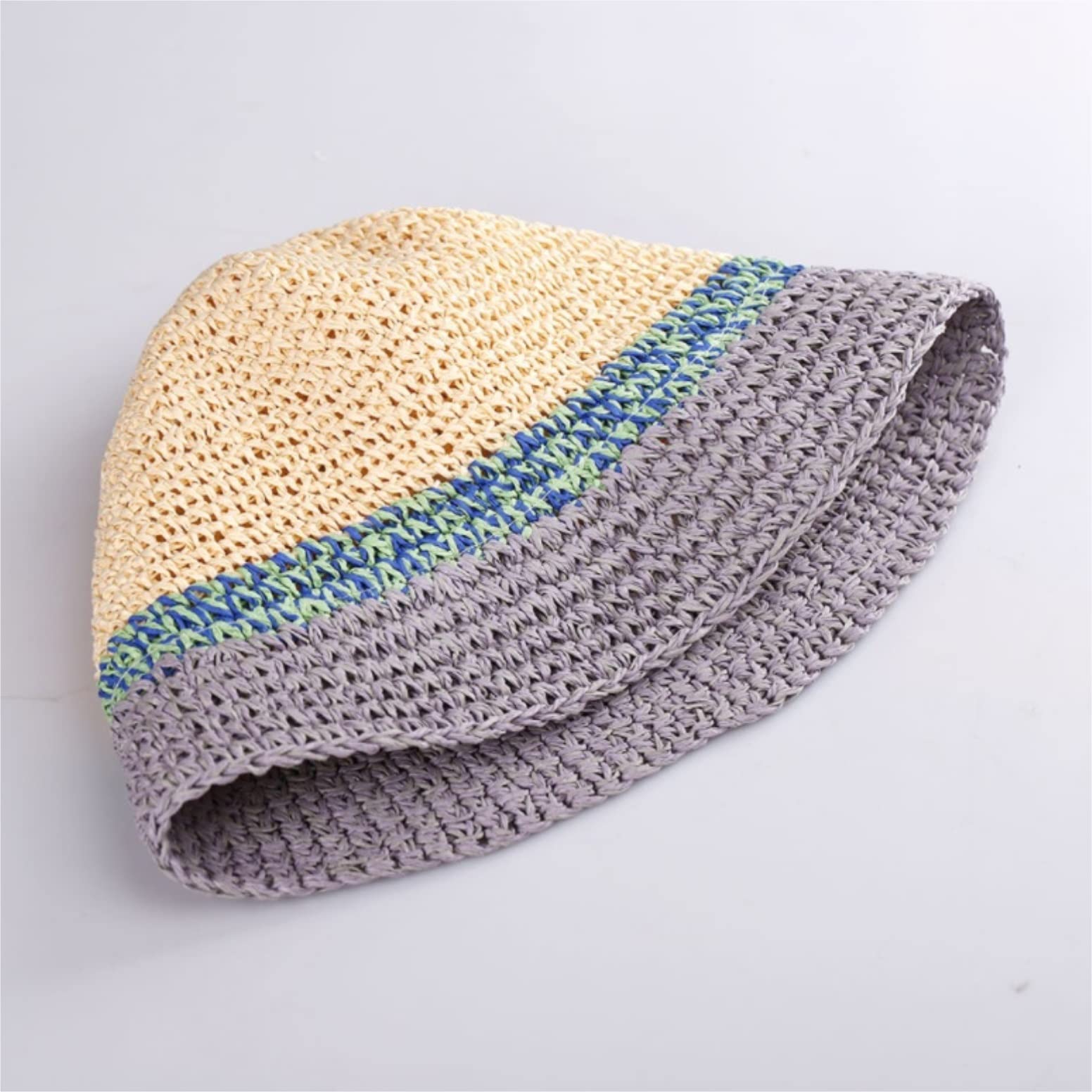 MRKU Chapeau de Soleil d'été pour Femme, en Paille crochetée, Style pêcheur, ajouré.