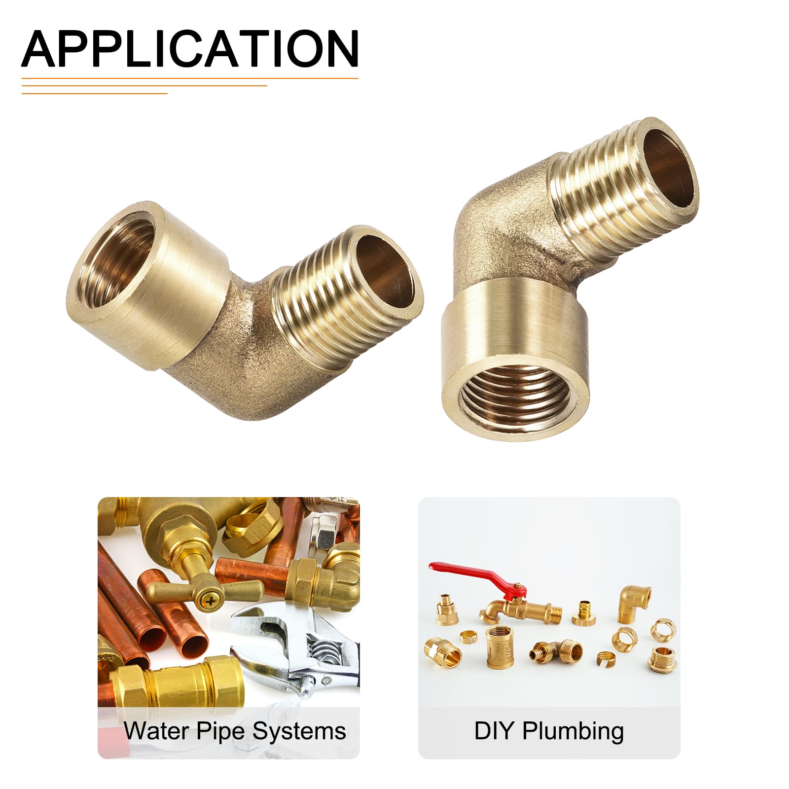 DTGN 1/4 BSP X1/4 BSP(Male x Female) 90 Degree Elbow Pipe Fitting - Good for Water Pipe System - Brass Tube Fittings - Gold Tone - Image 4