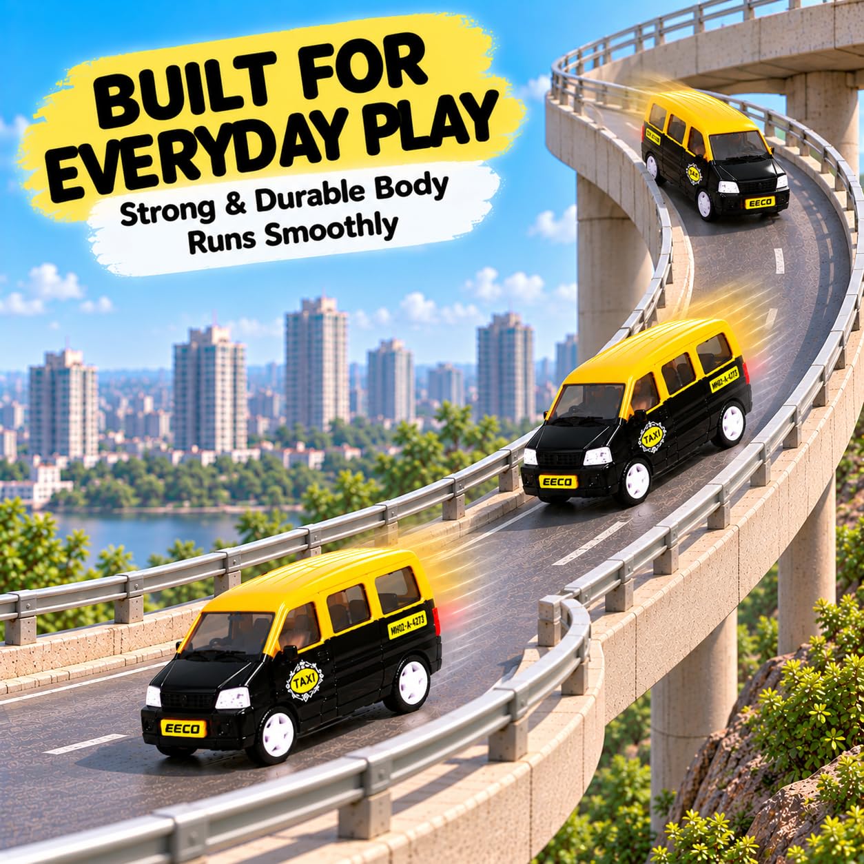Friction Powered Van Taxi Toy - No Batteries! -4