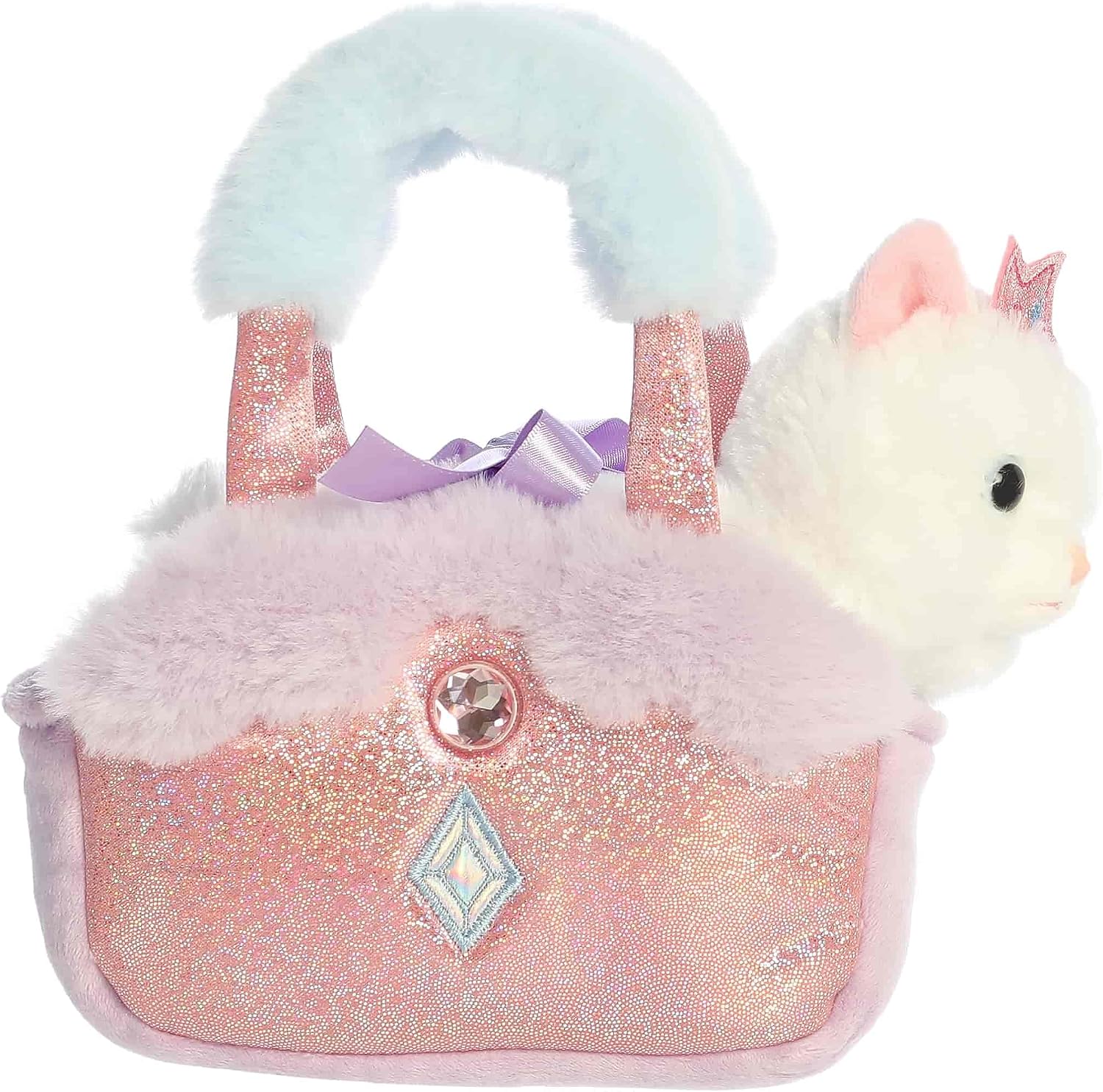 Aurora® Fashionable Fancy Pals™ Princess Kitty™ Stuffed Animal - Mini Plush with Stylish Purse for Dress Up Fun - Perfect for Kids 3+ Years, Costumes, and Birthdays - Crown 8 Inches