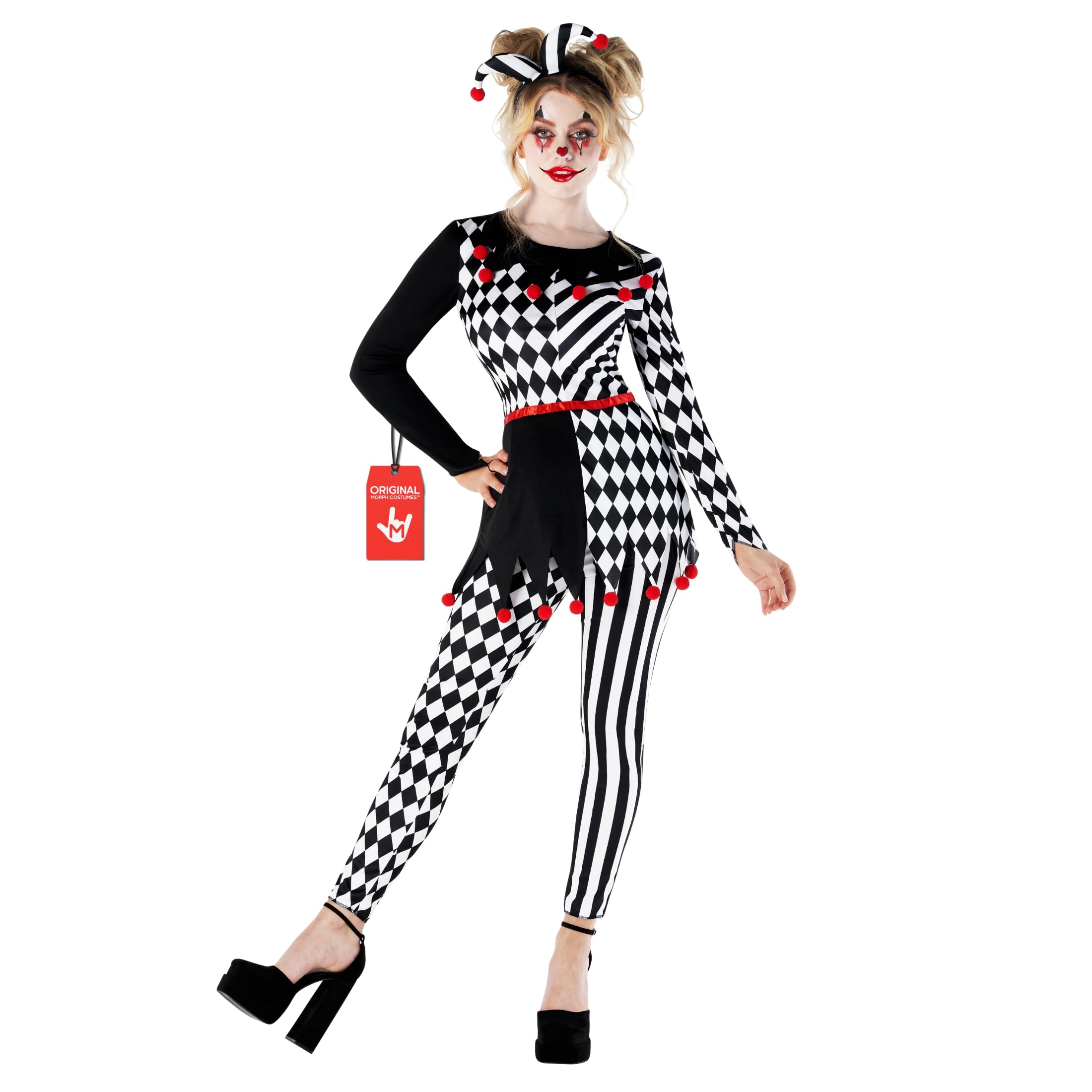 Morph Jester Costume Women, Circus Costume Woman, Jester Costumes Womens Clown Outfits, Halloween Costumes for Women Adult