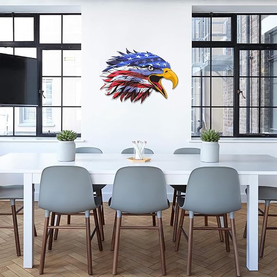 Bobbird Metal American Eagle Flag Wall Decor, Metal Wall Decor, American Eagle Flag Wall Decor, Metal Wall Art, Patriotism and Honor, Independence Day Decor, Bedroom Living Room Decor (11.8inch)