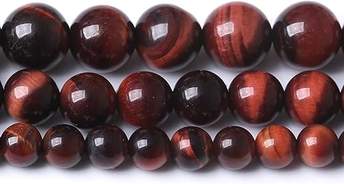 Miniatura 5 de Cuentas sueltas redondas de ojo de tigre rojo de 0.394 pulgadas (0.394 in), cuentas de gema natural, cuentas de piedra de energía de cristal para