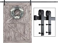 Vista 13 de SMARTSTANDARD Kit de herrajes para puerta corrediza de granero de 4 pies, riel de servicio pesado, suave y silencioso, incluye instrucciones