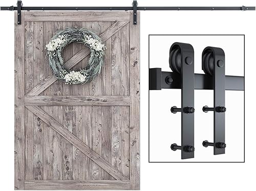 Miniatura 13 de SMARTSTANDARD Kit de herrajes para puerta corrediza de granero de 4 pies, riel de servicio pesado, suave y silencioso, incluye instrucciones