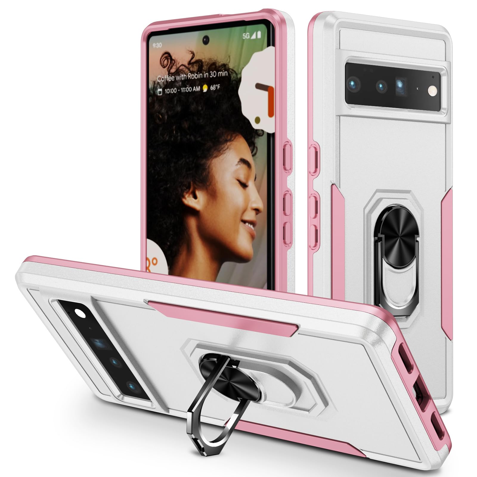 Coque Google Pixel 11 Pro de protection rigide et élégante avec béquille métal blanche