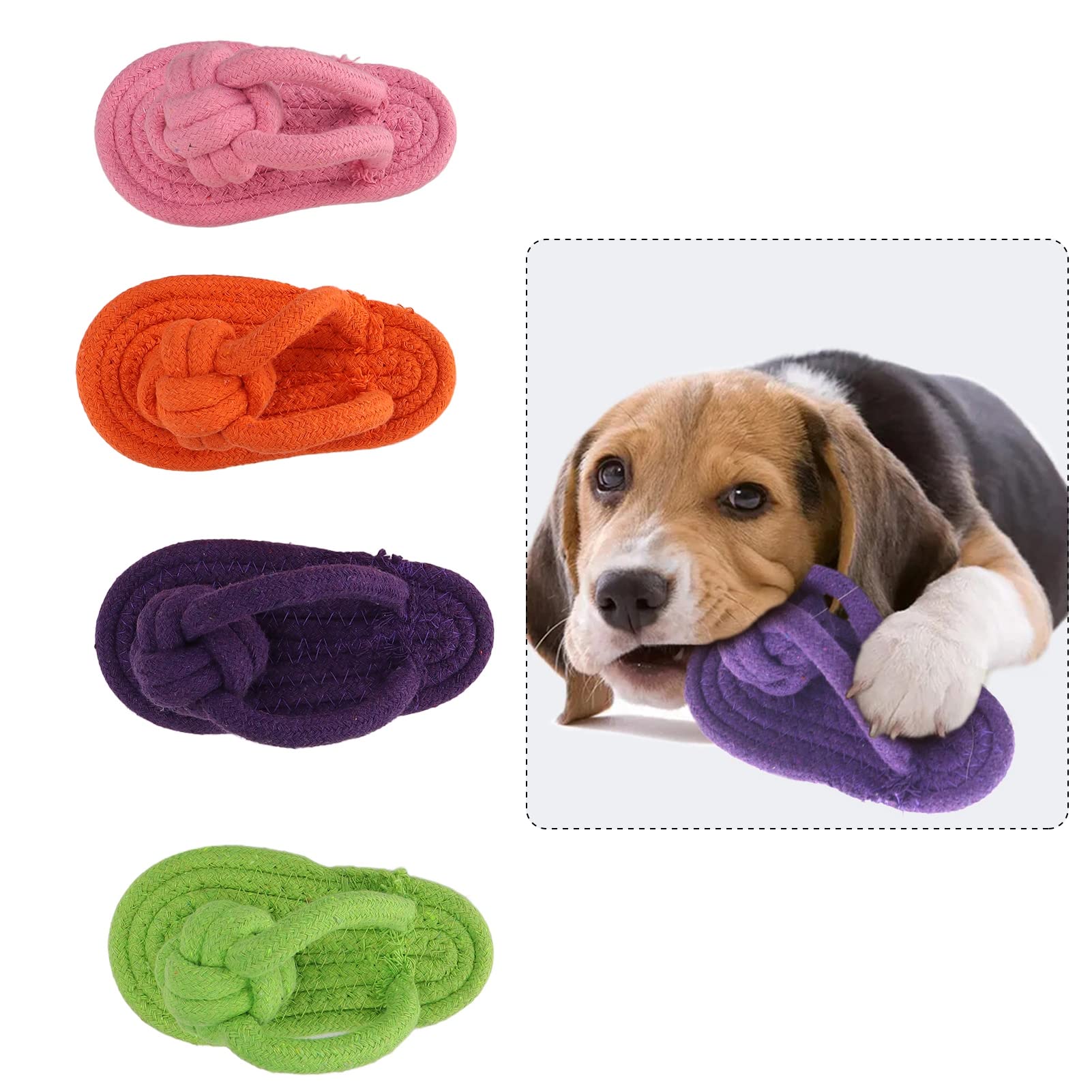 Zabawka do żucia dla psa czyszczenie zębów bawełniana lina zestaw 4 sztuk dla aktywnych psów i szczeniaków