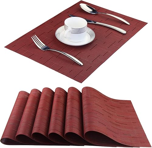 Miniatura 1 de Mantel individual de plástico Bechen, mantel individual lavable antideslizante, para mesa de comer, set de manteles individuales de mesa, se limpia