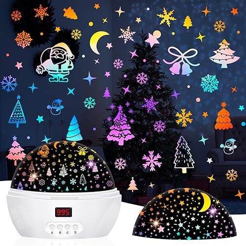 Proyector de luz nocturna de estrellas para interiores, proyector de copo de nieve para dormitorio de niños, lámpara nocturna giratoria de 360