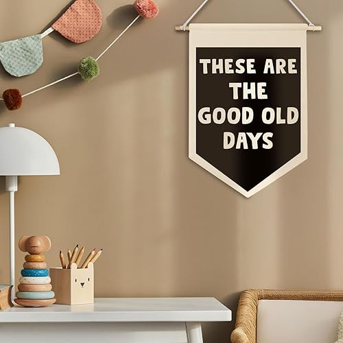 Miniatura 3 de ChenCraty Cartel de lienzo de pared con texto en inglés "These Are The Good Old Days", moderno color negro y beige motivacional para colgar,